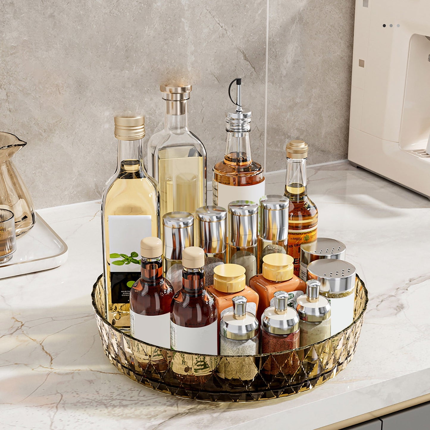 Xuniizn Multipurpose Lazy Susan Organizer - 360 Rotating Spice Rack Turntable for Kitchen Cabinet Storage & Table Top Display Coffee