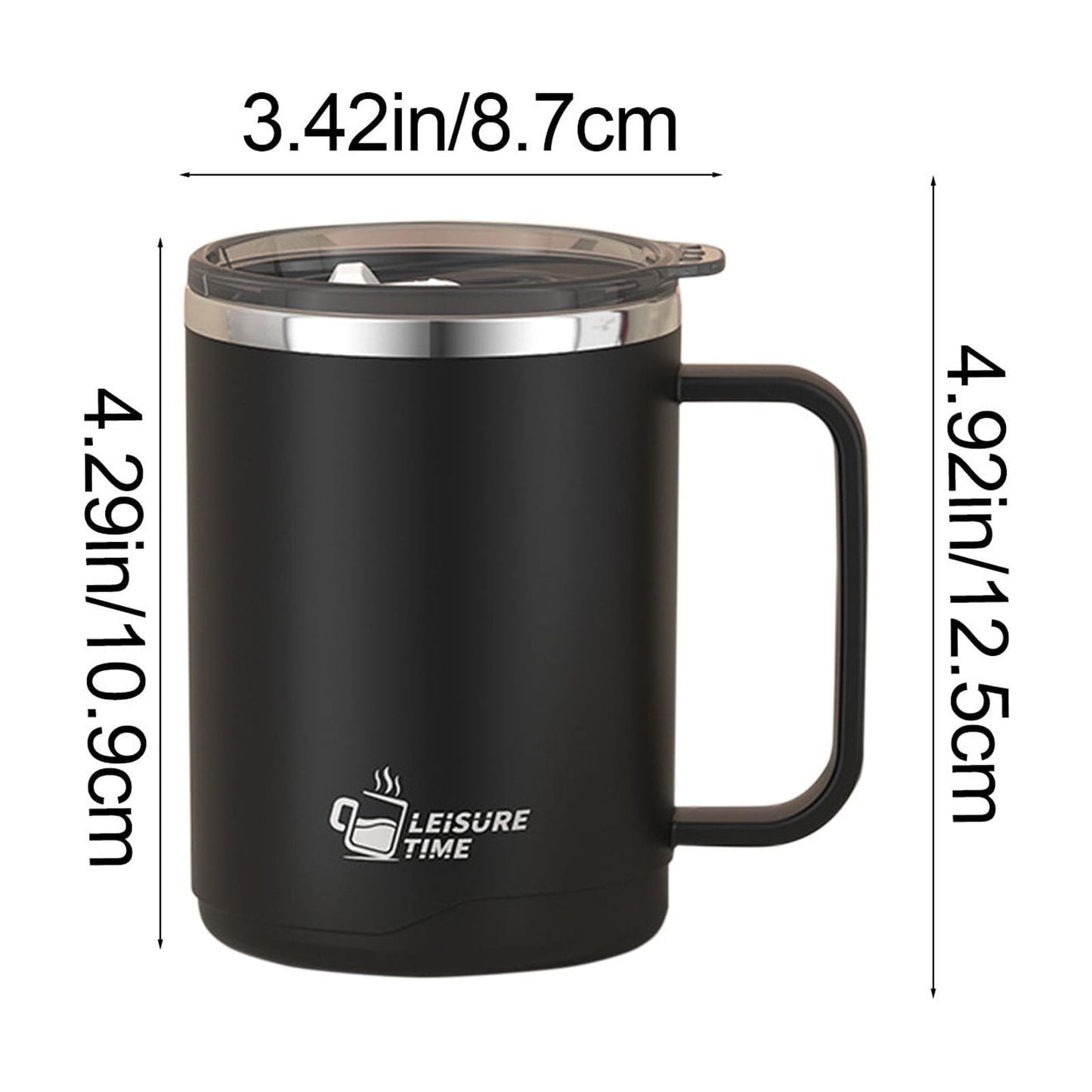 Insulated Coffee Mug with Handle & Lid - 17oz Stainless Steel Travel Tumbler, Double Wall Vacuum (Black) by PALIFEUR 01_【Limited Edition】 2026 New Model Smart Coffee Mug