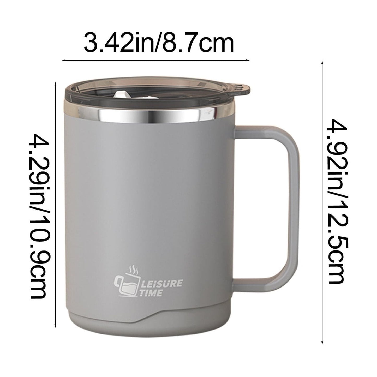 Insulated Coffee Mug with Handle & Lid - 17oz Stainless Steel Travel Tumbler, Double Wall Vacuum (Black) by PALIFEUR 02_【Limited Time Offer】 Upgraded Double-Wall Insulated Coffee Mug