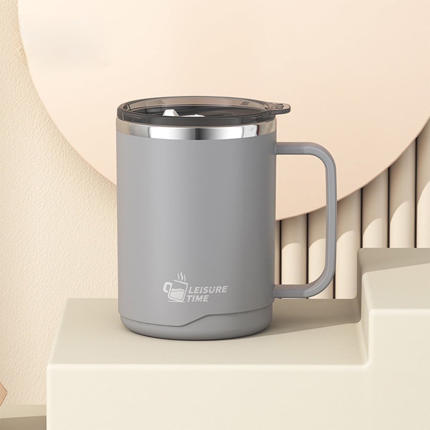 Insulated Coffee Mug with Handle & Lid - 17oz Stainless Steel Travel Tumbler, Double Wall Vacuum (Black) by PALIFEUR 02_【Limited Time Offer】 Upgraded Double-Wall Insulated Coffee Mug