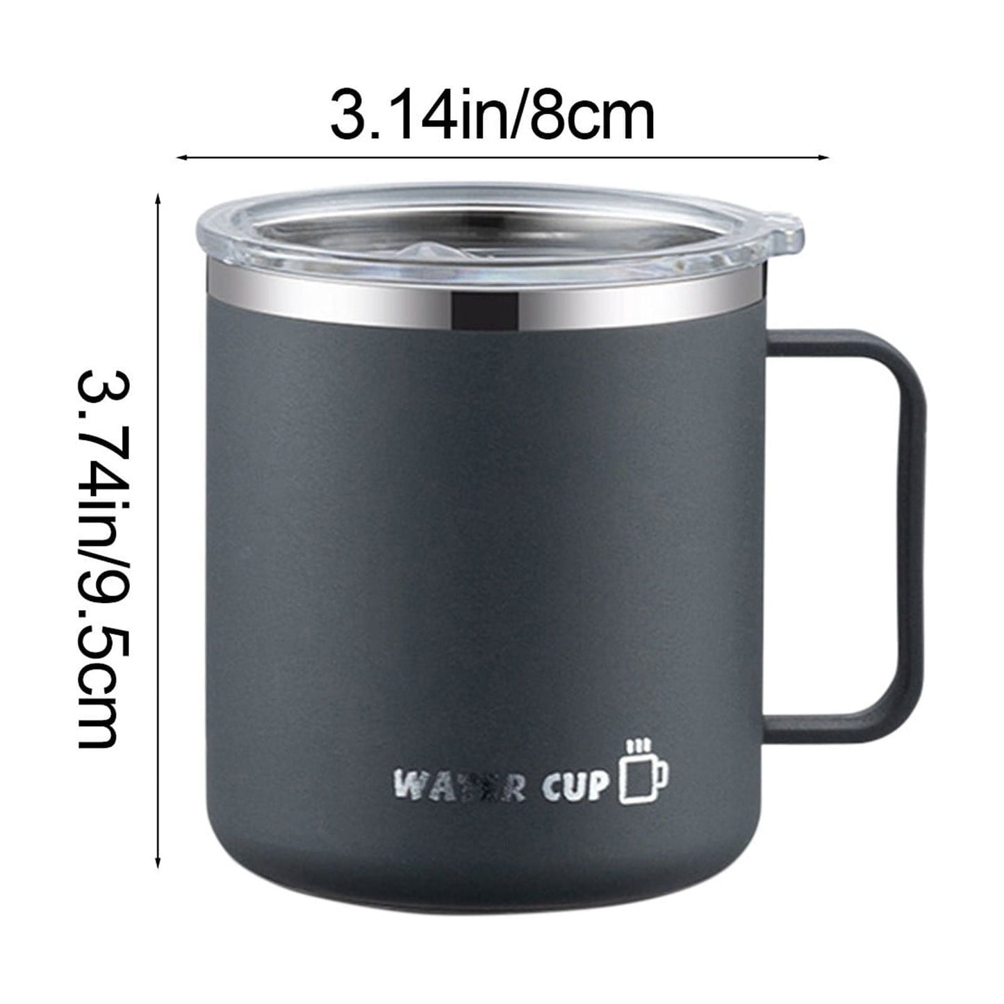 Insulated Coffee Mug with Handle & Lid - 17oz Stainless Steel Travel Tumbler, Double Wall Vacuum (Black) by PALIFEUR 06_【Enhanced Insulation】 Heat-Resistant Handle Coffee Mug