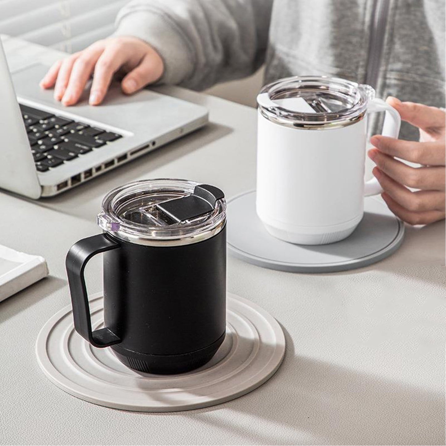 Insulated Coffee Mug with Handle & Lid - 17oz Stainless Steel Travel Tumbler, Double Wall Vacuum (Black) by PALIFEUR 10_【XL Capacity】 17oz Large Capacity Coffee Mug