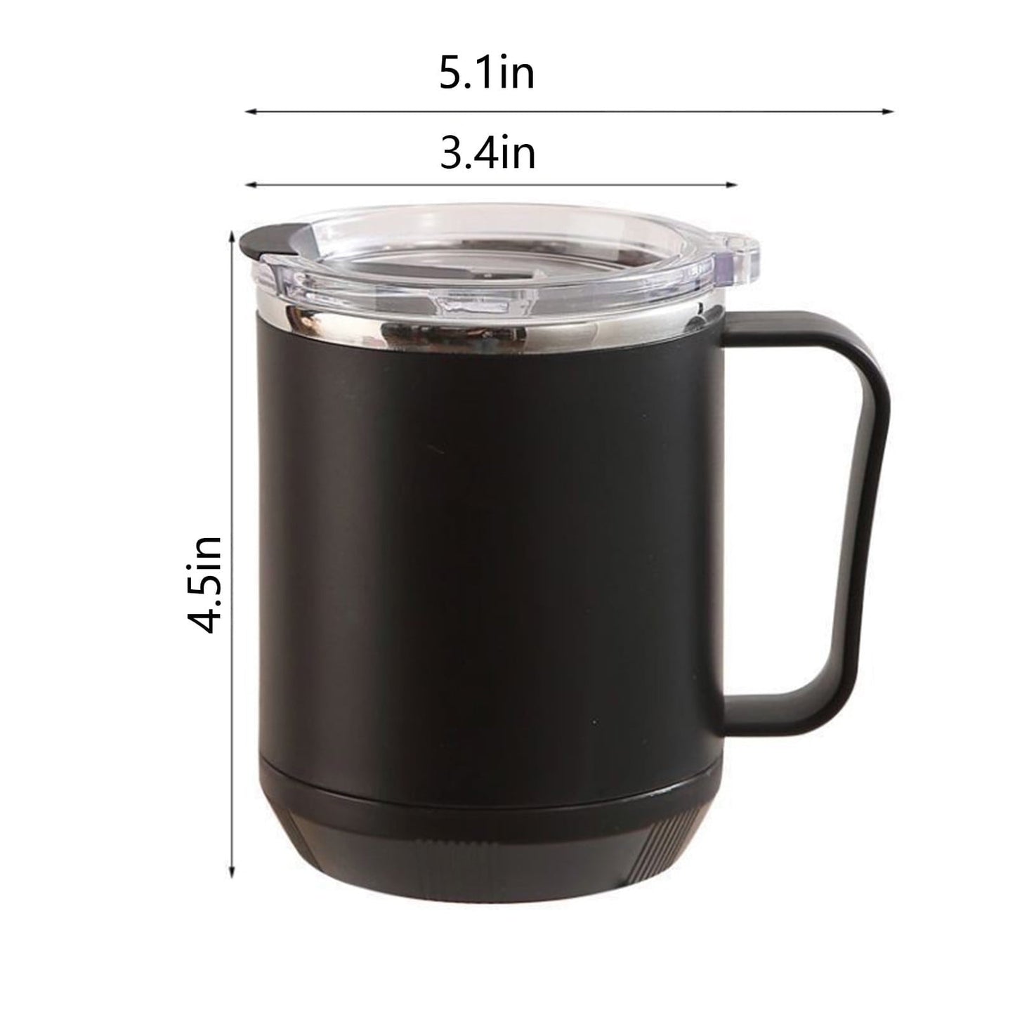 Insulated Coffee Mug with Handle & Lid - 17oz Stainless Steel Travel Tumbler, Double Wall Vacuum (Black) by PALIFEUR 10_【XL Capacity】 17oz Large Capacity Coffee Mug
