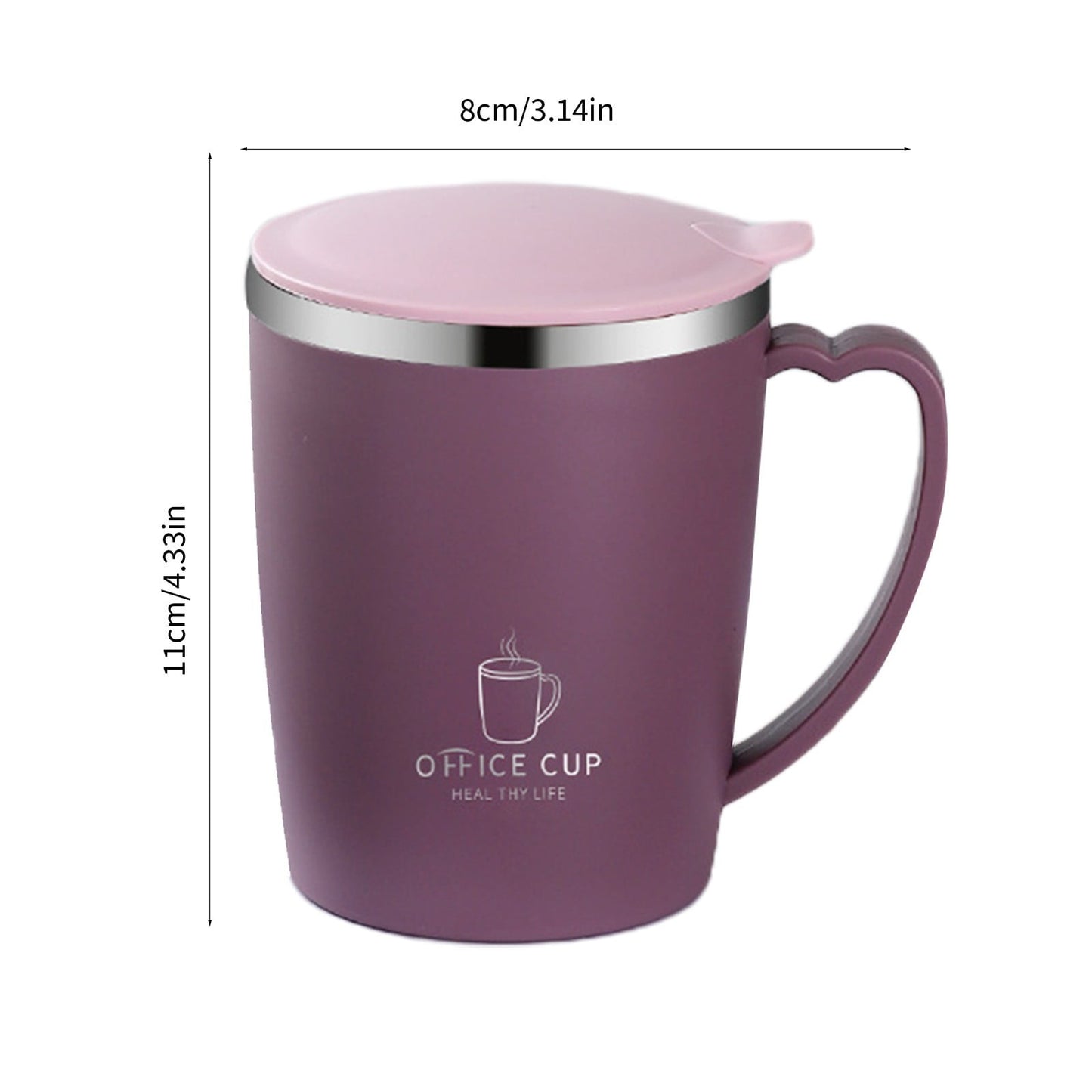 Insulated Coffee Mug with Handle & Lid - 17oz Stainless Steel Travel Tumbler, Double Wall Vacuum (Black) by PALIFEUR 19_【Corporate Gifts】 Company Logo Customized Coffee Cup