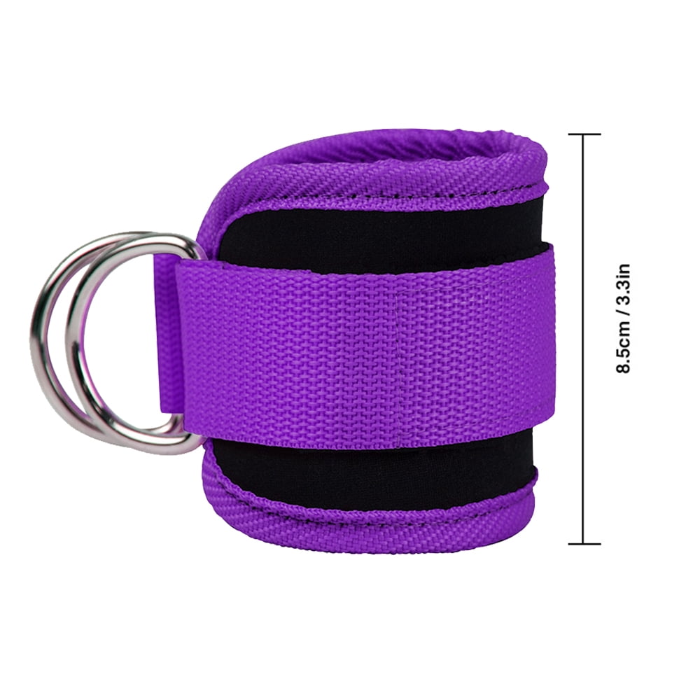Billbianc Adjustable Polyester Ankle Straps for Cable Machine Kickbacks (2 Pack) purple