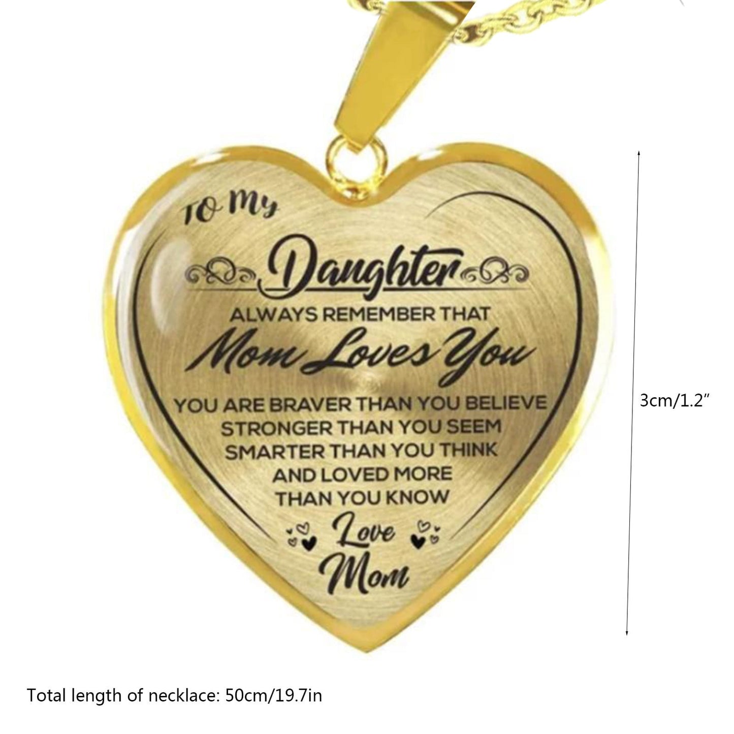 clearance under $5 LSLJS To My Daughter Stainless Steel Necklace Heart Lettering Peach Heart Pendant Necklace Jewelry Gifts for Daughter Gold