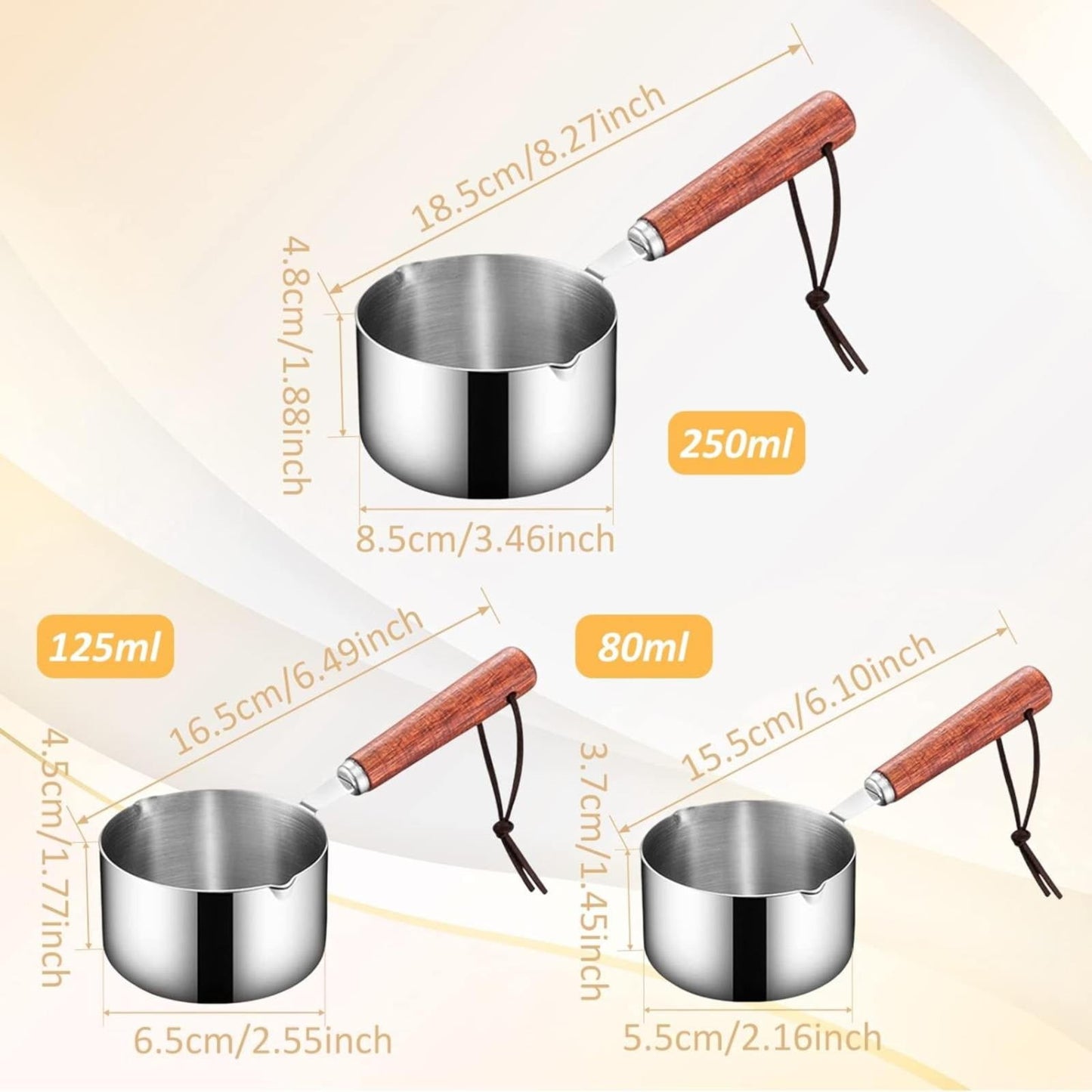 Bakeware Clearance! JWDX Oil Pouring Pot 80Ml, Stainless Steel Pan Mini Milk Warmer Pot Soup Pan with Wooden Handle Small Saucepan for Butter Warmer Heating Milk Cooking A