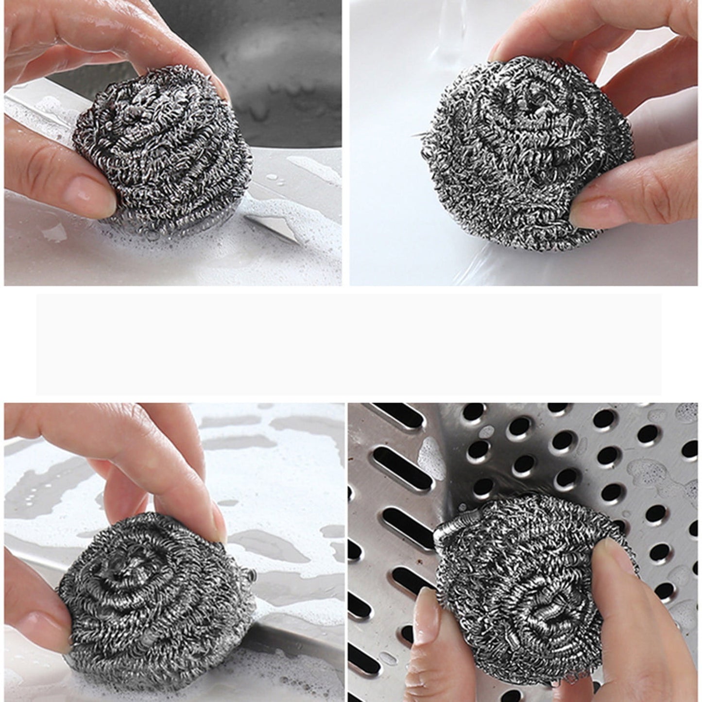 Eguiwyn Clearance 6 Pcs Home Stainless Scrubber Sponges Cleaning Scrubber Scouring Pads, Sponges Kitchen,Sponge,Steel Scrubber,Scrub Pads,Steel Kitchen Scrubber, for Pot Pan Dish Wash Cleaning Silver