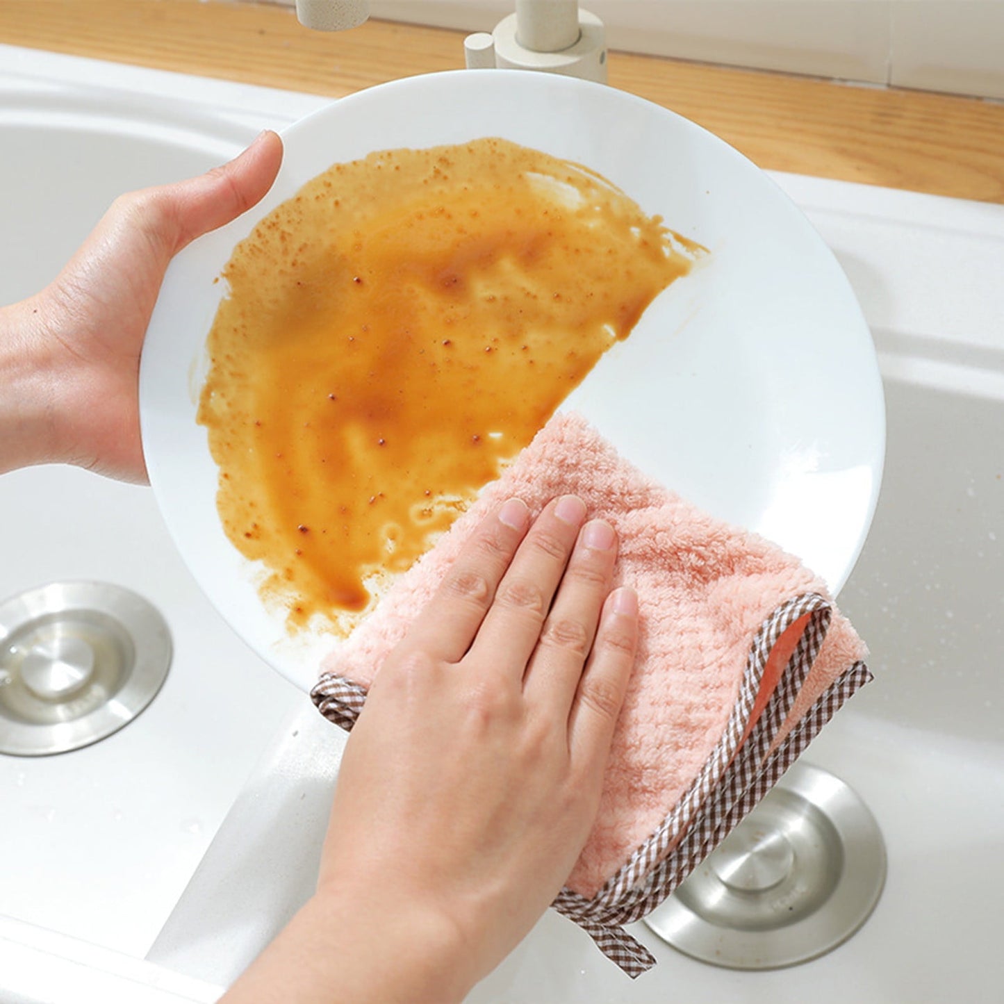 JWDX Wipes Clearance, 5Pcs Rag Dish Cloth Water Absorption Thickening Pot Washing Towel Table Home Kitchen Dishcloth Beige