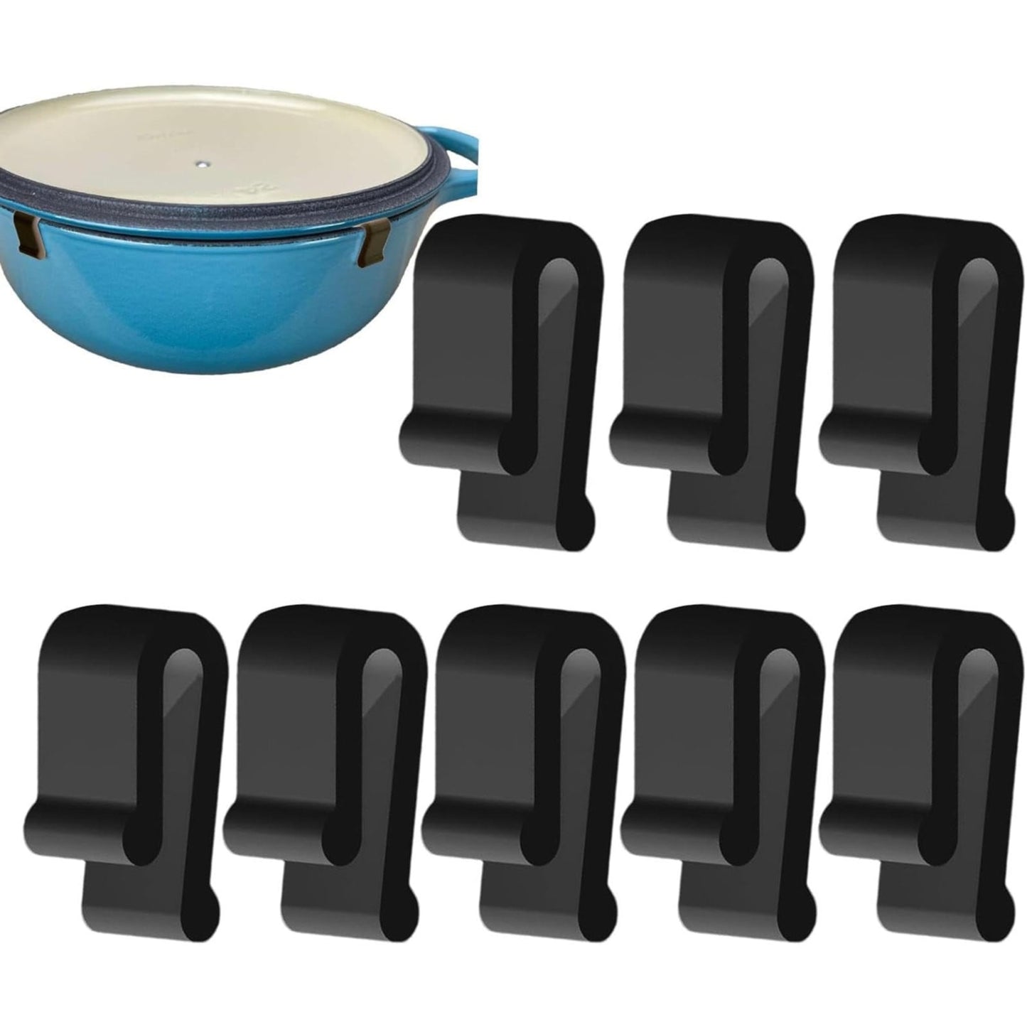 JWDX Rack Clearance, 8/16Pcs Dutch Oven Lid Protector Clips Cookware Protector Clips Replacement Stacking and Storage Protective Clips for Dutch Oven A