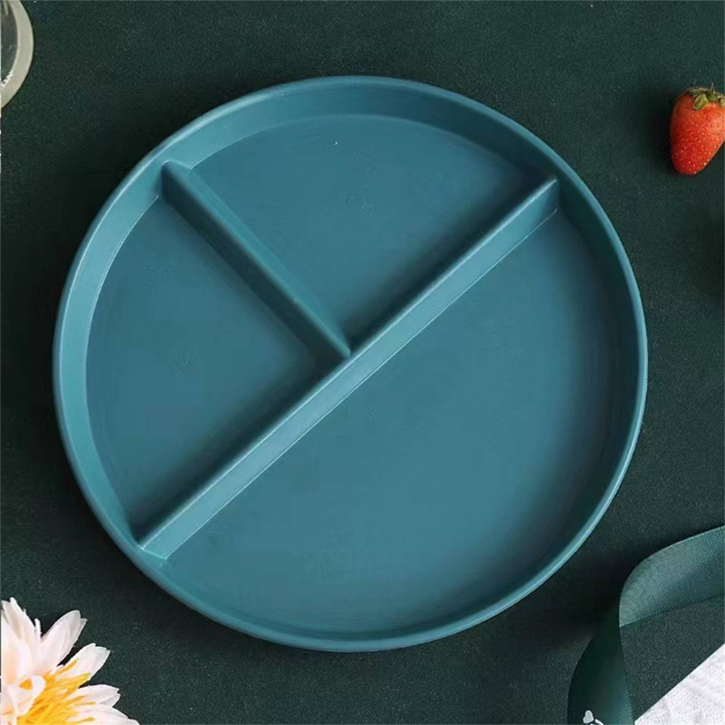 JWDX Tableware Clearance, Wheat Plates for Adults Reusable Dinnerware Set Kids Divided Plate Bariatric Plastic Salad Lunch Tray Microwave and Dishwasher BU2