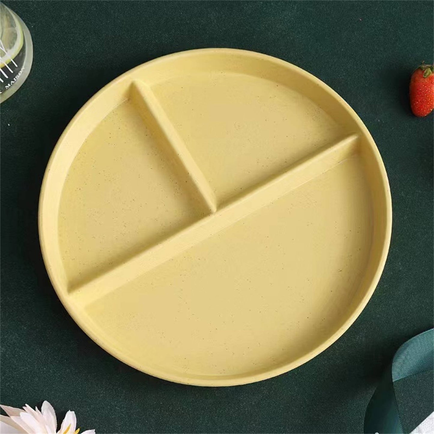 JWDX Tableware Clearance, Wheat Plates for Adults Reusable Dinnerware Set Kids Divided Plate Bariatric Plastic Salad Lunch Tray Microwave and Dishwasher YEA
