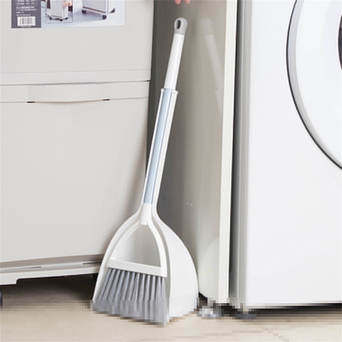 JWDX Cleaning Brush Clearance, Small and Dustpan Set Broomstick and Dust Pan Combo for Home Kitchen Room Kids Housework Cleaning Craft (White) As shown