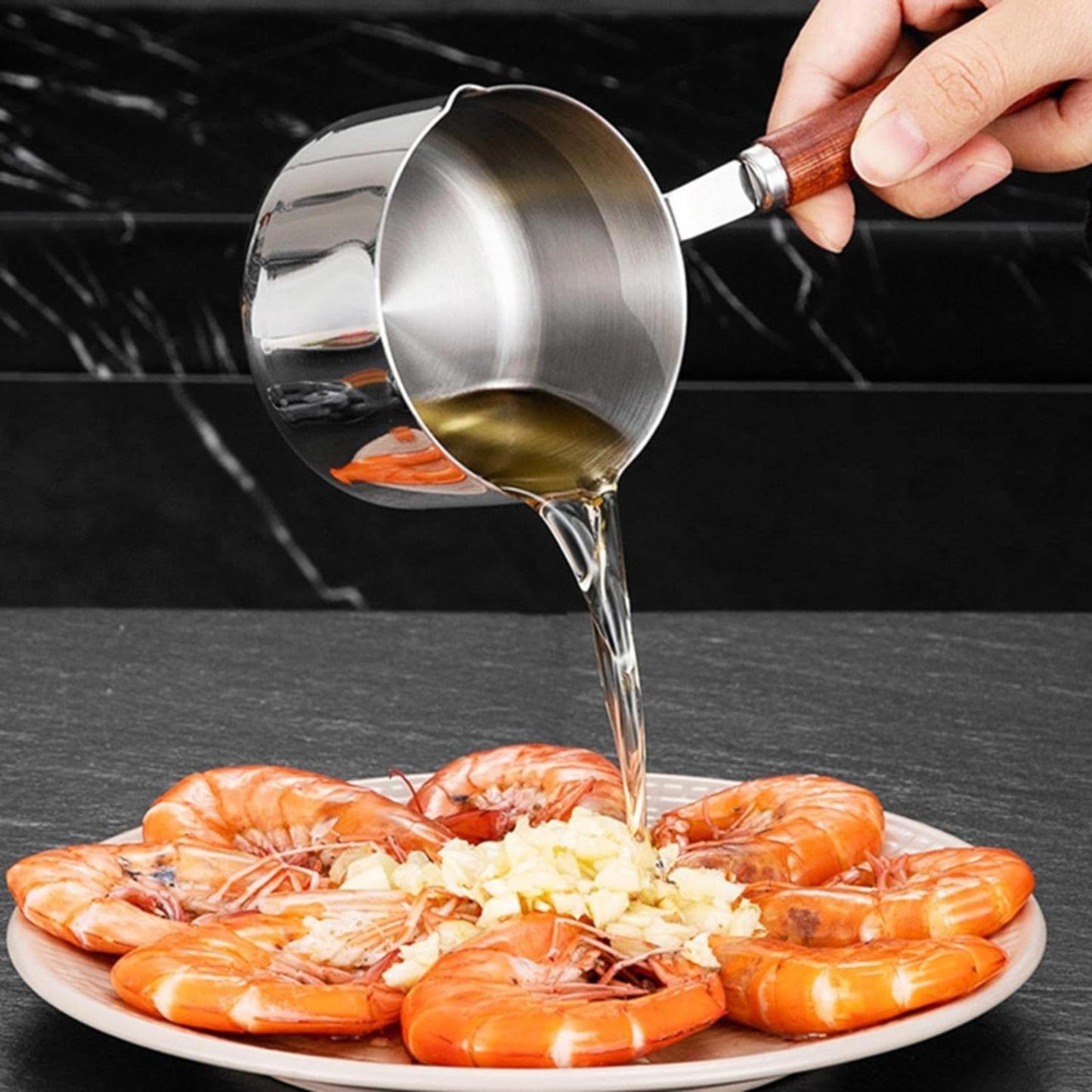 Clearance! Eguiwyn Stainless Steel Pan Mini Milk Warmer Pot Soup Pan with Wooden Handle Small Saucepan for Butter Warmer Heating Milk Cooking One Size A