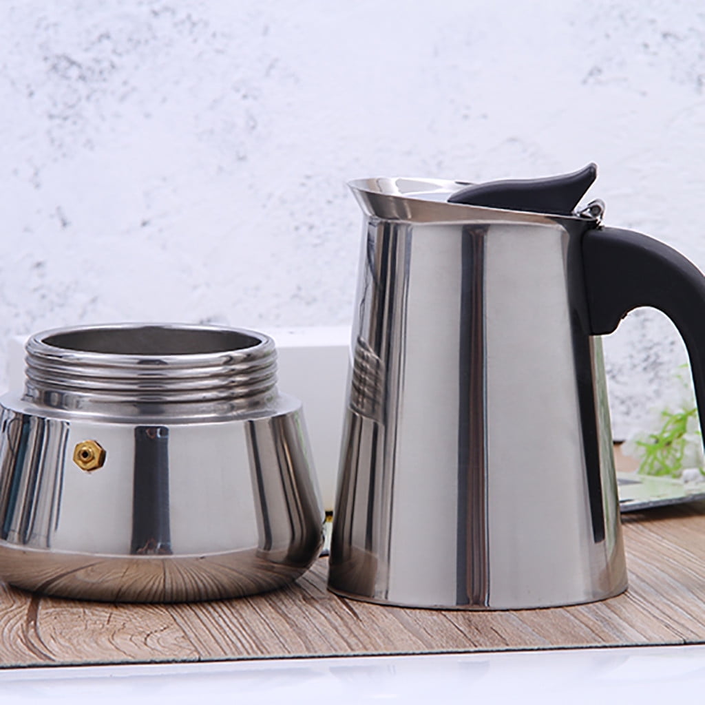 Clearance! Eguiwyn Coffee Maker (2 Cup Capacity) Stainless Steel Mocha Espresso Latte Percolator Stove Top Coffee Maker Pot Too 18.5x11 Silver