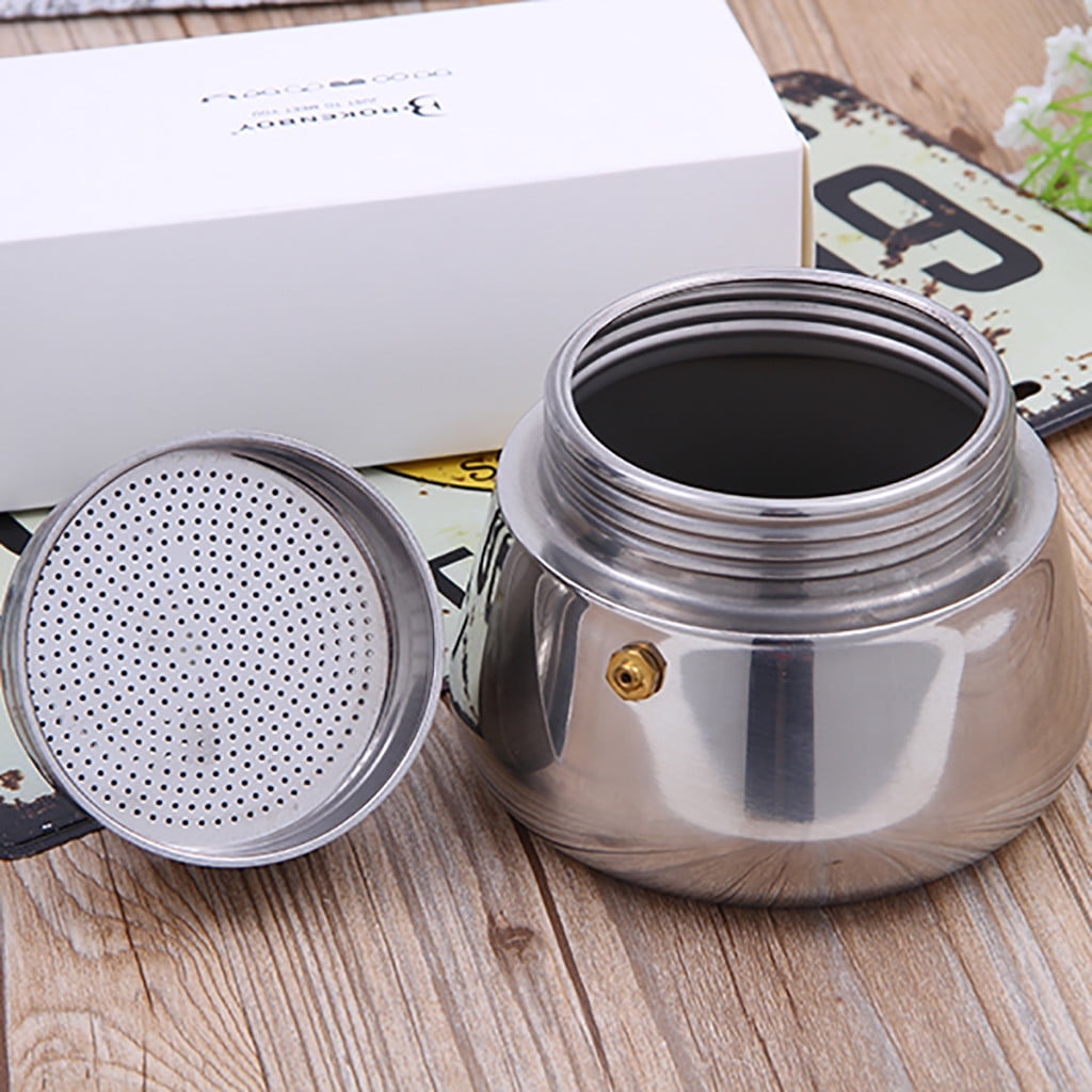 Clearance! Eguiwyn Coffee Maker (2 Cup Capacity) Stainless Steel Mocha Espresso Latte Percolator Stove Top Coffee Maker Pot Too 18.5x11 Silver