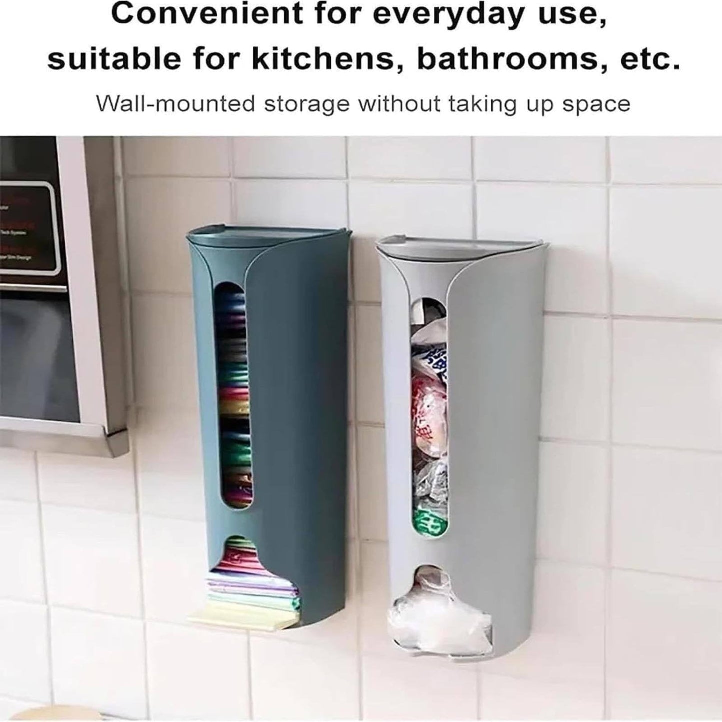 1 Storage Box Grocery Bag Holder Wall Mount Garbage Storage Bag Dispenser Hanging Can with Cover Kitchen Bag Holder Dispenser for Bags One Size B