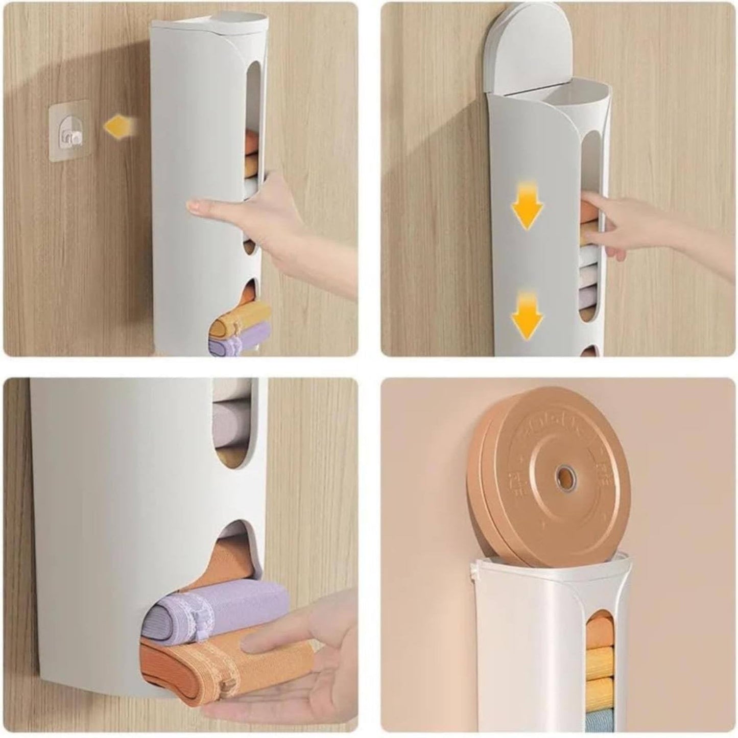 1 Storage Box Grocery Bag Holder Wall Mount Garbage Storage Bag Dispenser Hanging Can with Cover Kitchen Bag Holder Dispenser for Bags One Size B