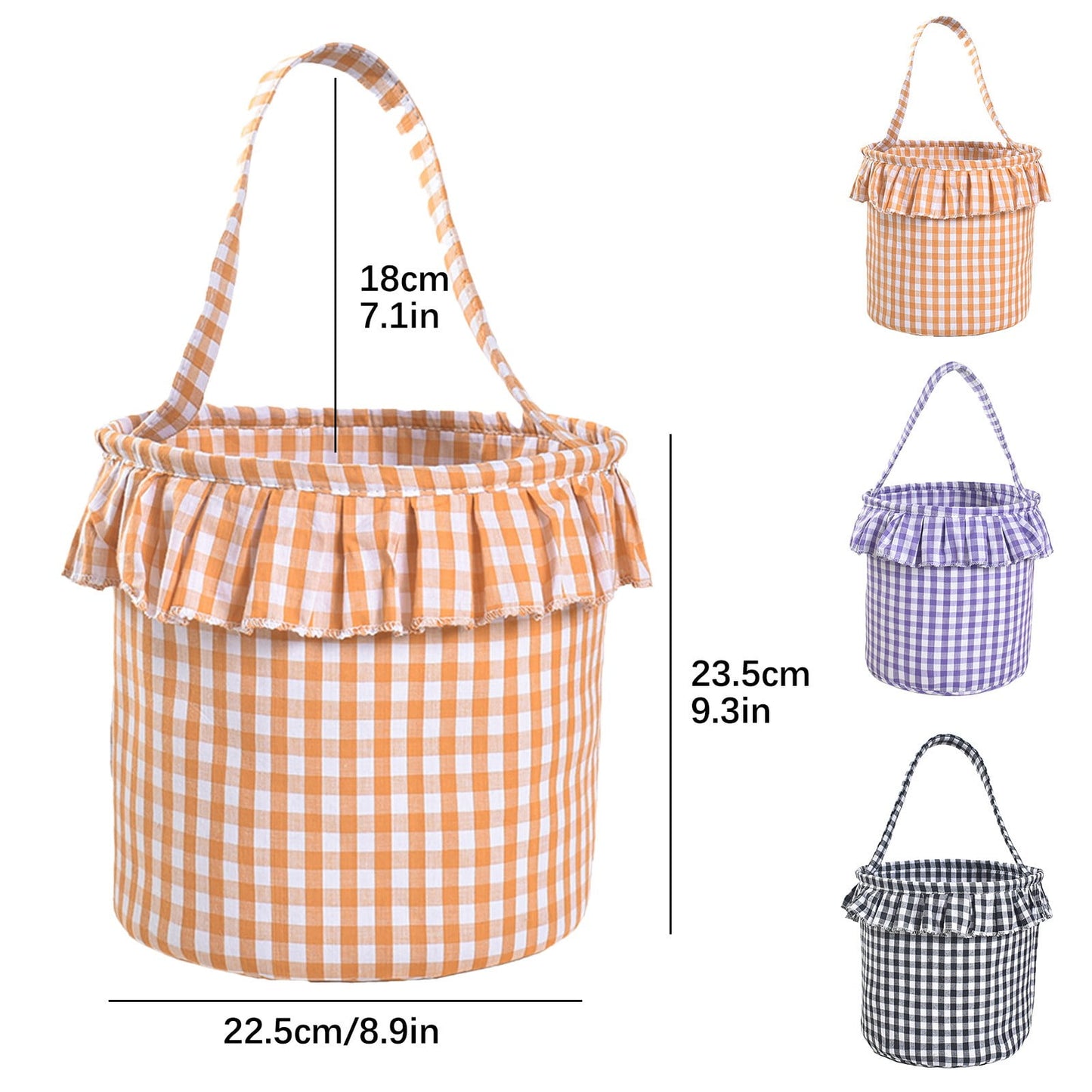Small Wall-Mounted Kitchen Storage Basket, Hanging Storage Wicker Baskets Wall Mounted Woven Hanging Basket Wicker Small Basket with Handle Wicker Basket with Handle Small Basket Organizer Light Orange and White Checkered Easter Canvas Egg Basket