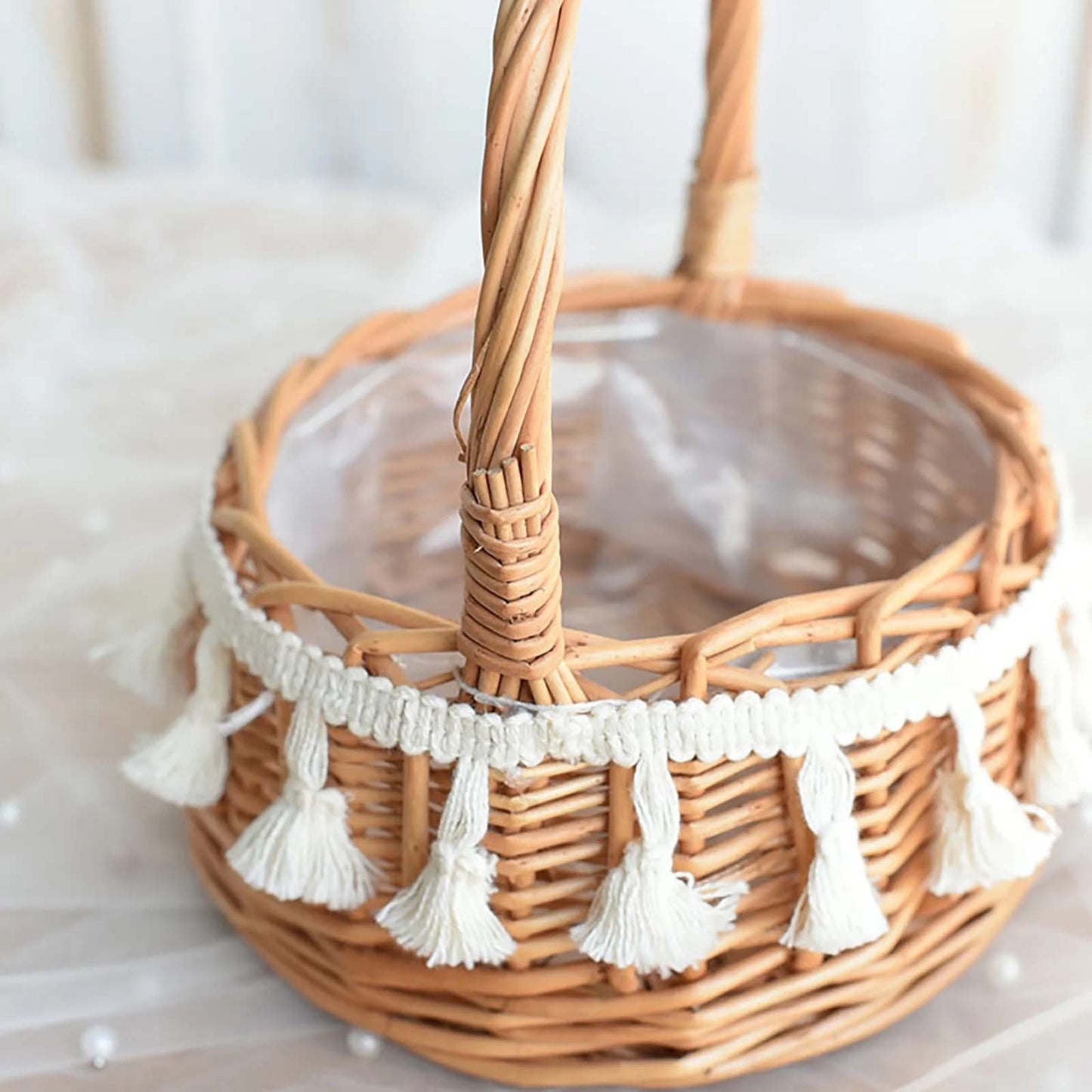 Small Wall-Mounted Kitchen Storage Basket, Hanging Storage Wicker Baskets Wall Mounted Woven Hanging Basket Wicker Small Basket with Handle Wicker Basket with Handle Small Basket Organizer L Wedding basket with tassels