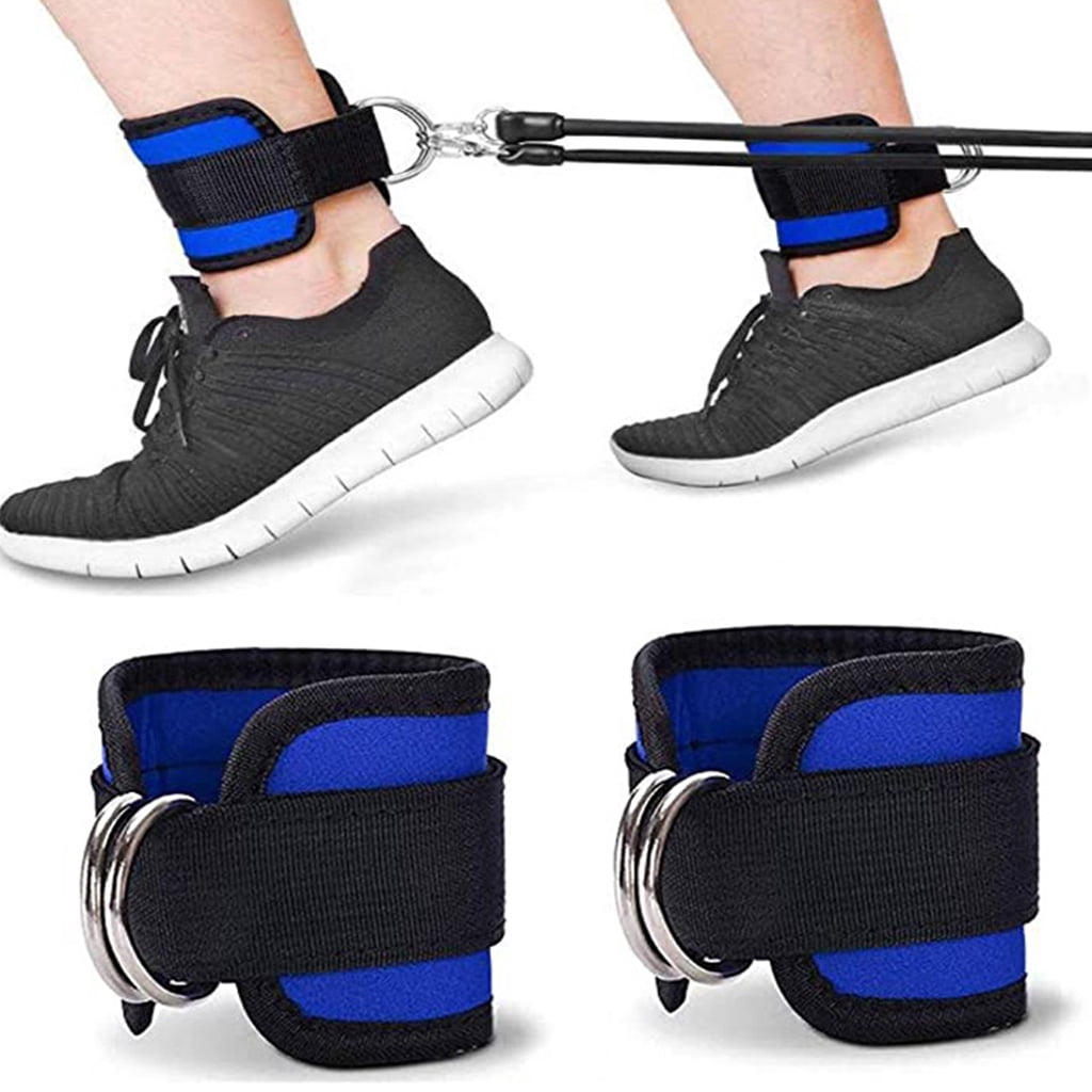 Weight Lifting Ankle D-Ring Strap Pulley Cable Kickbacks Attachment Gym Leg Black/Blue/Rose Red