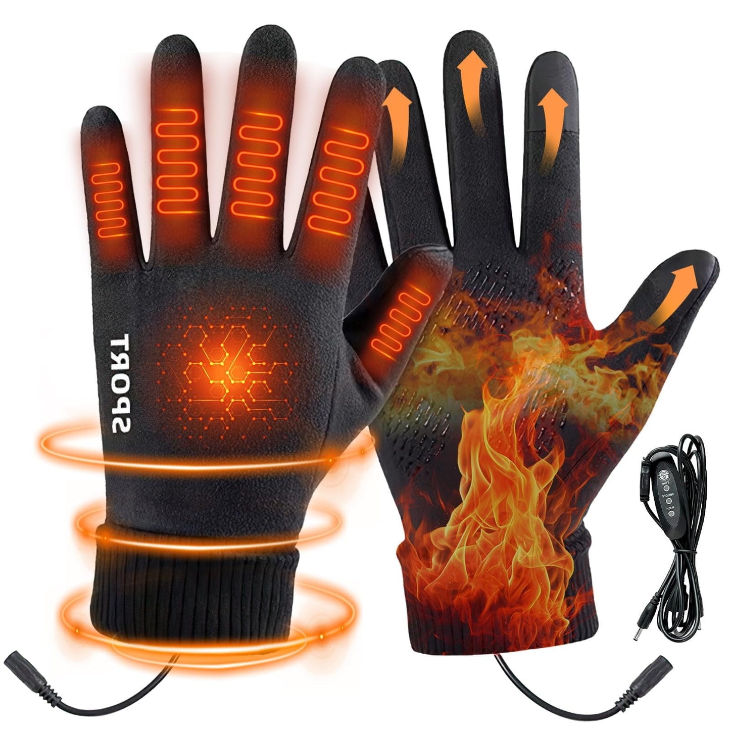 LGCASL Clearance! Heated Gloves Heated Gloves for Men Women with 3 Heat Settings Touchscreen Warming Gloves for Climbing Hiking Cycling Camping- Grey 26 Black
