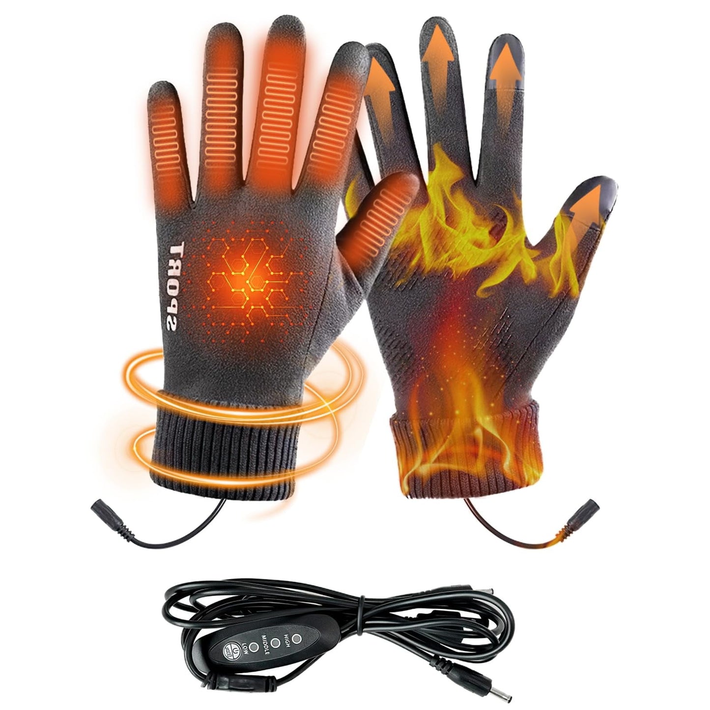 LGCASL Clearance! Heated Gloves Heated Gloves for Men Women with 3 Heat Settings Touchscreen Warming Gloves for Climbing Hiking Cycling Camping- 26 Grey