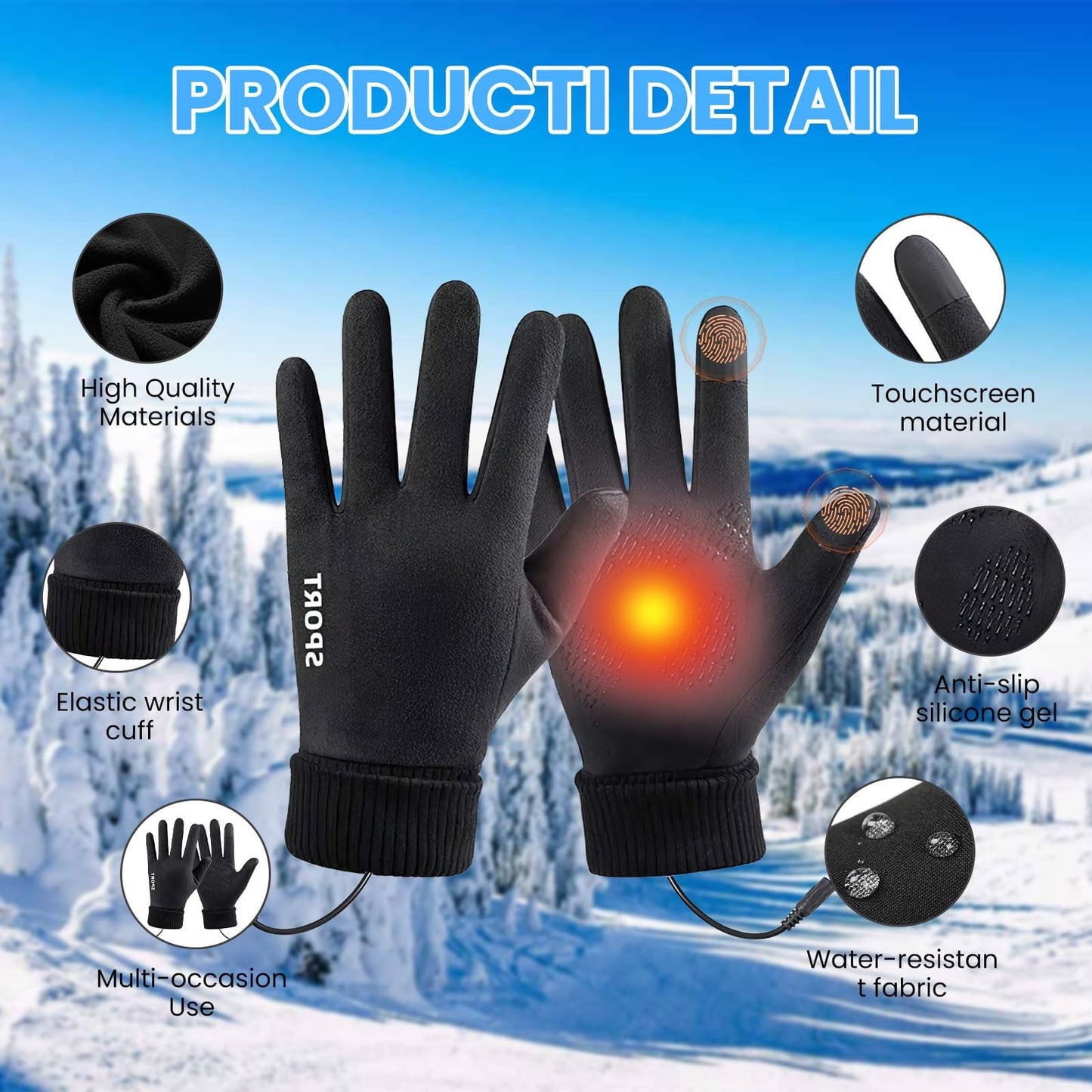 LGCASL Clearance! Heated Gloves Heated Gloves for Men Women with 3 Heat Settings Touchscreen Warming Gloves for Climbing Hiking Cycling Camping- 26 Grey