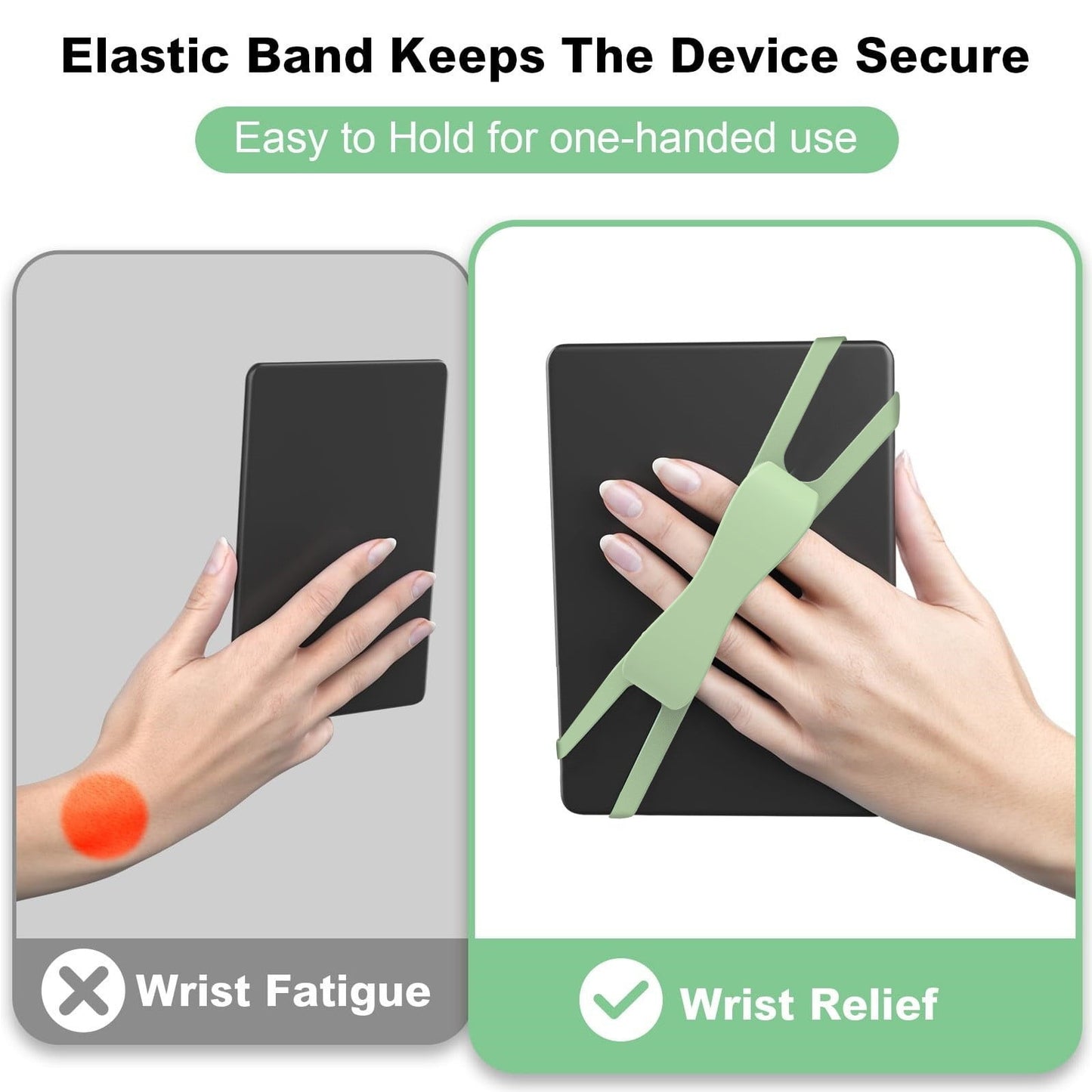 LGCASL Blue Flat Plate Fixing Wrist Strap D Light Green Elastic Tablet Strap for Fingers Comfortable Adjustable for Reading and Watching Videos 6 Color Options 18.5 cm F