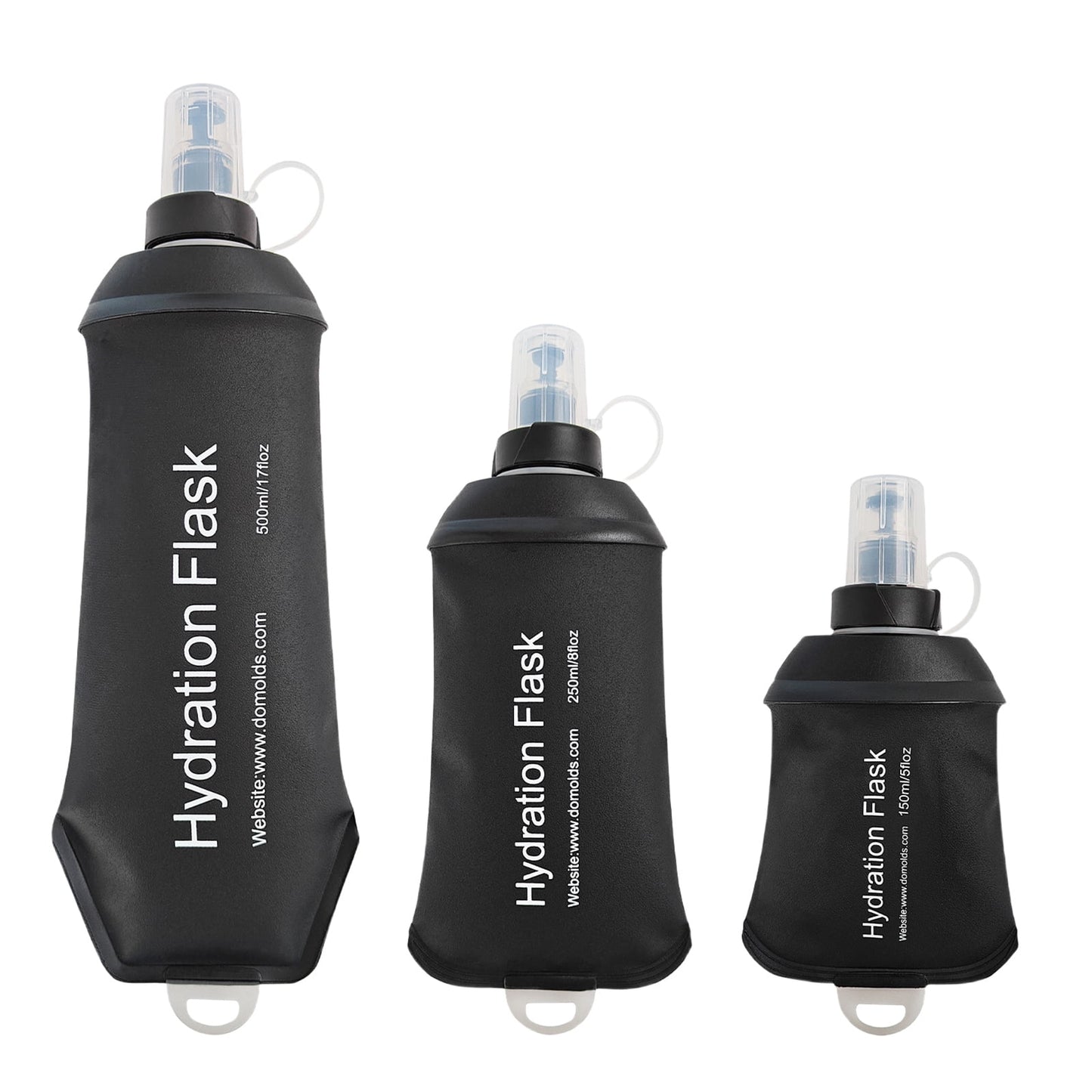 150ml Soft Flask,Light Tpu Foldable Soft Water Bottle Leak Proof Hydration Flask,Soft Water Bottle Running for Running Hiking Cycling Camping Portable Travel Sports Water Bag Easy to Carry L(500ml) Black