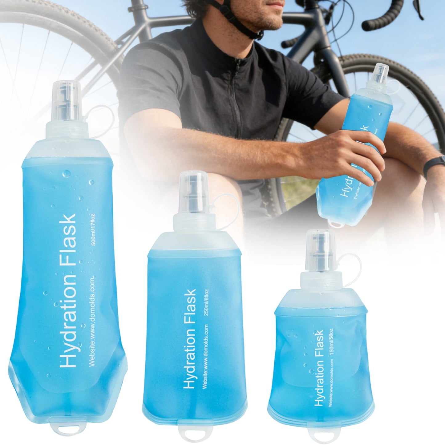 150ml Soft Flask,Light Tpu Foldable Soft Water Bottle Leak Proof Hydration Flask,Soft Water Bottle Running for Running Hiking Cycling Camping Portable Travel Sports Water Bag Easy to Carry L(500ml) Black