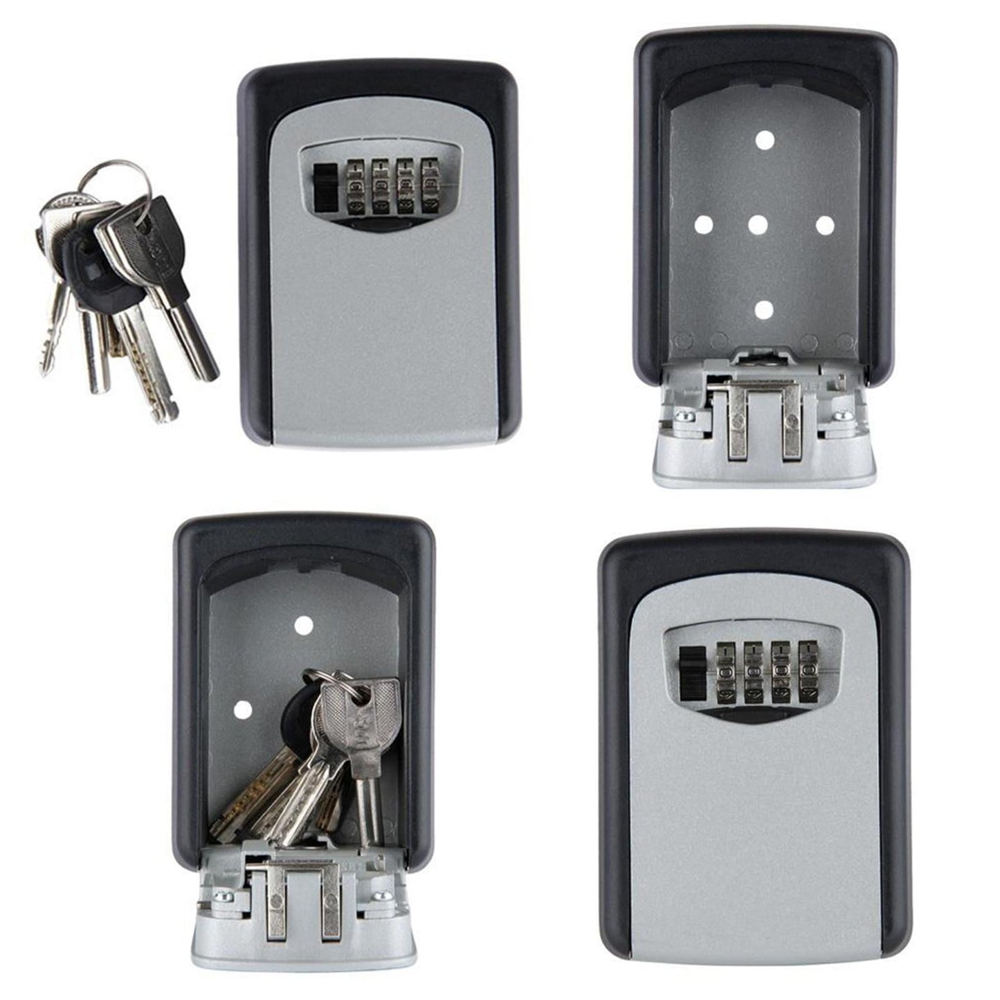 Misterolina Wall Mount 4 Digits Combination Waterproof Outdoor Key Hider Safe, Black/Gray, 11.5 X 9.5 X 4 cm