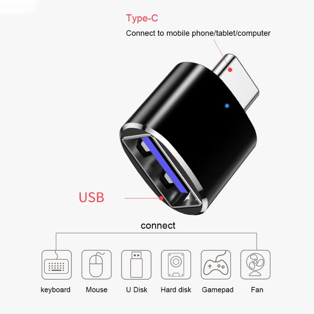 PLGEBR 2 Pack USB C to USB 3.0 Adapter, Type C Male to USB Female Adapter OTG for MacBook Pro/Air and Other Type C Devices Black