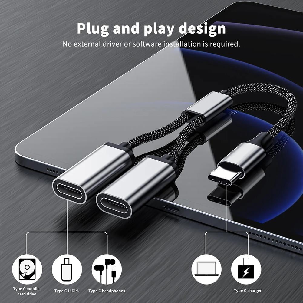 USB C Splitter, USB C to USB C Female Adapter, 2/3 Ports 1 to 3