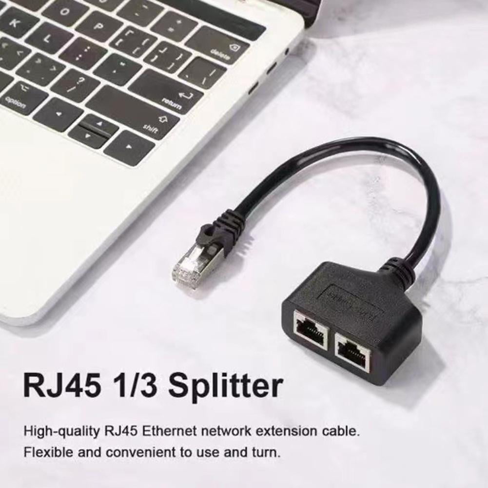 RJ45 Splitter Adapter Connector 1 to 2 Female Ports for CAT 5/CAT 6/CAT 7 LAN Ethernet Cables