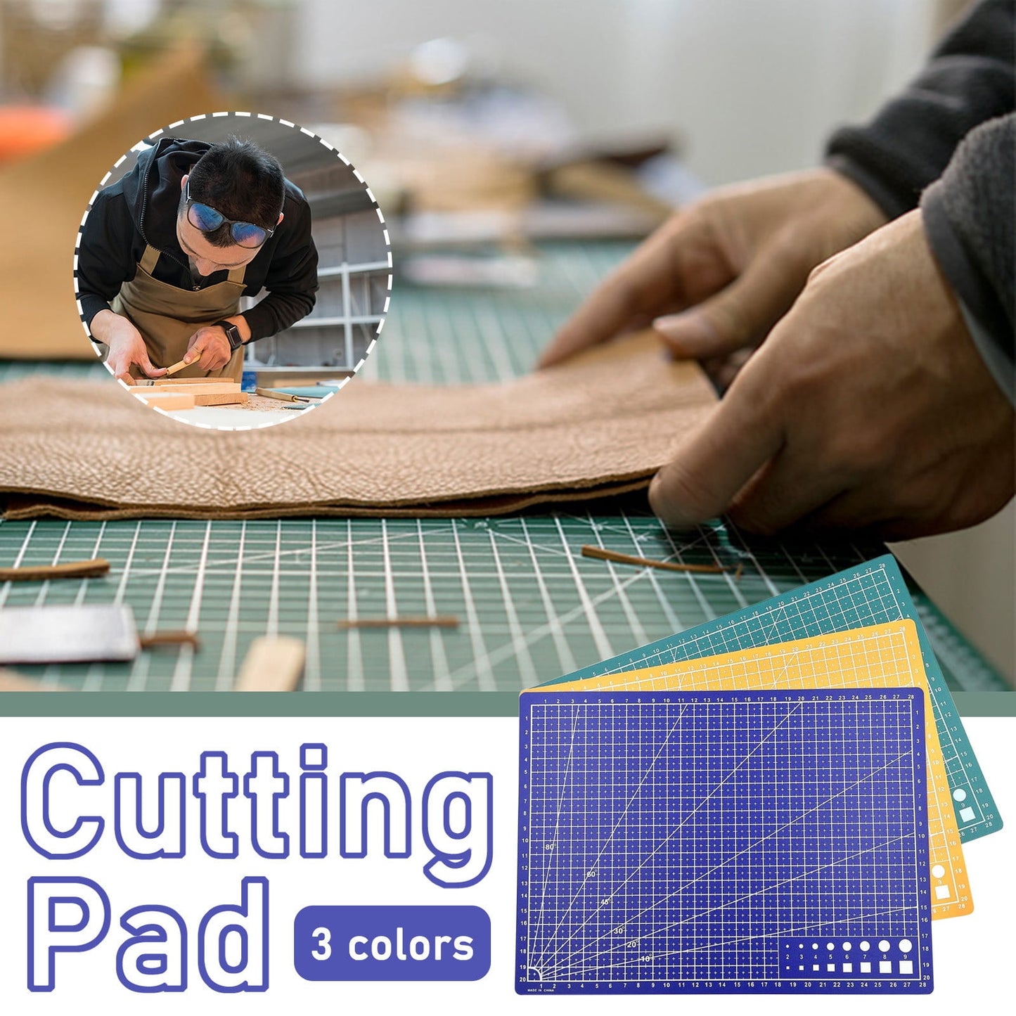 Clearance! Ttybhh Office and Craft and Stationery, A5 Art Self Healing PVC Cutting Mat Double Sided Gridded Rotary for Craft Fabric Blue