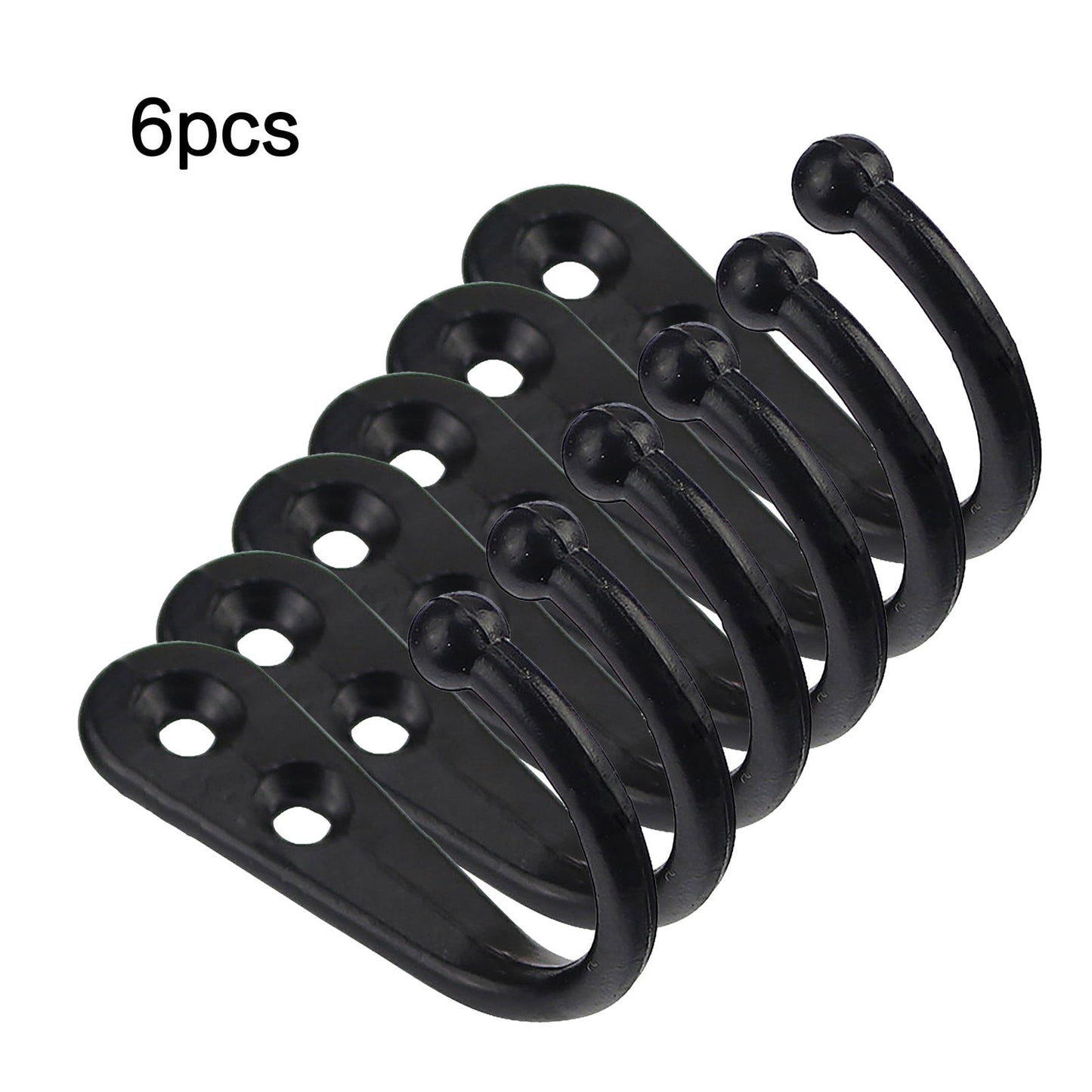 JWDX Black Wall Hooks, Hooks Clearance, 6Pcs Black Wall Hooks With Screwsand Anchor for Key, Towel, Hat (U Shape) A