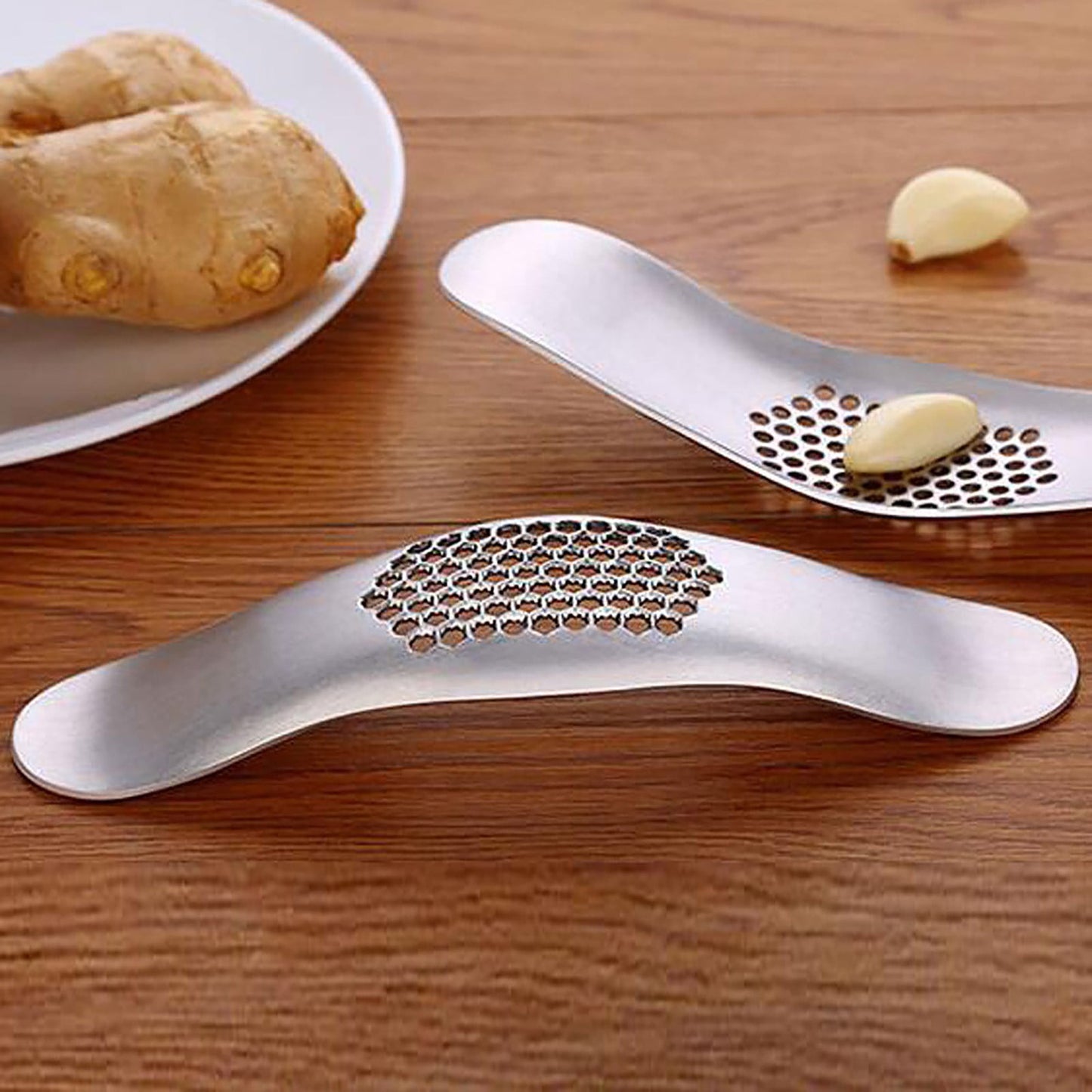 JWDX Garlic Press Clearance! Press Mincer Steel Chopper Rocking Peeler Stainless Crusher Garlic Tool Tools Home Improvement, Garlic Press Promotion Include 1 Stainless Steel Garlic and Ginger Grater AS shown
