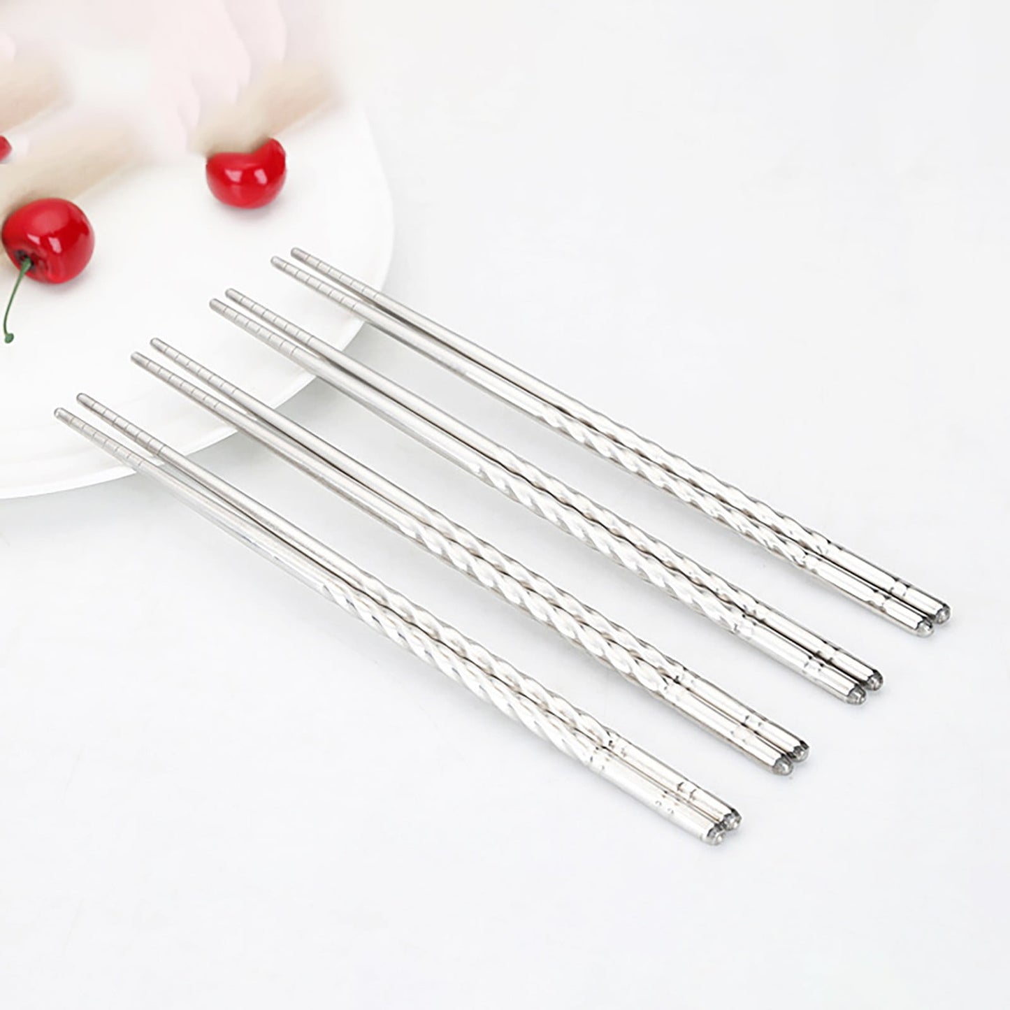JWDX Tableware Clearance! Chopsticks 5 Pair Metal Reusable Korean Chinese Stainless Steel Sticks, Stainless Steel Bowl Promotion Include 5X Chopsticks (Pair) Grey