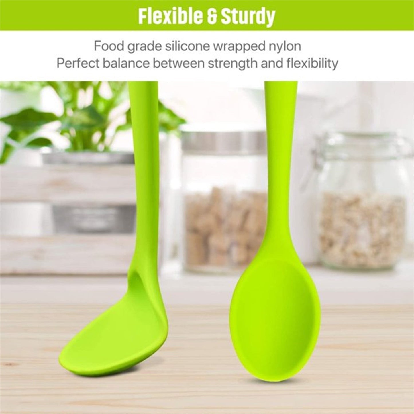 JWDX Tableware Clearance! Food Grade High Temperature Silicone Small Spoon Dense Mixing Spoon Auxiliary Food Spoon Students and Children Feeding Spoon Eating Spoon, Include 1*Spoon Green