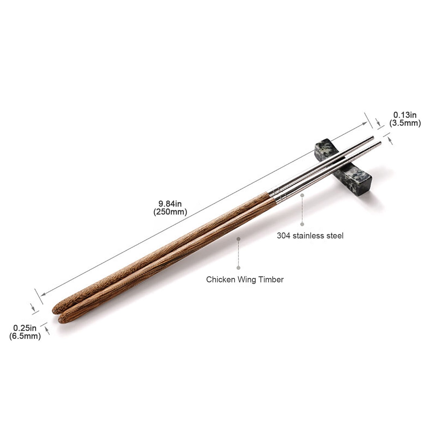 JWDX Tableware Clearance! Household High-Grade Non-Lacquered Non-Slip Light Chopsticks Wooden Luxury Kitchen，Dining Bar, Stainless Steel Bowl Promotion Include 1 Pair of Wooden Chopsticks AS shown