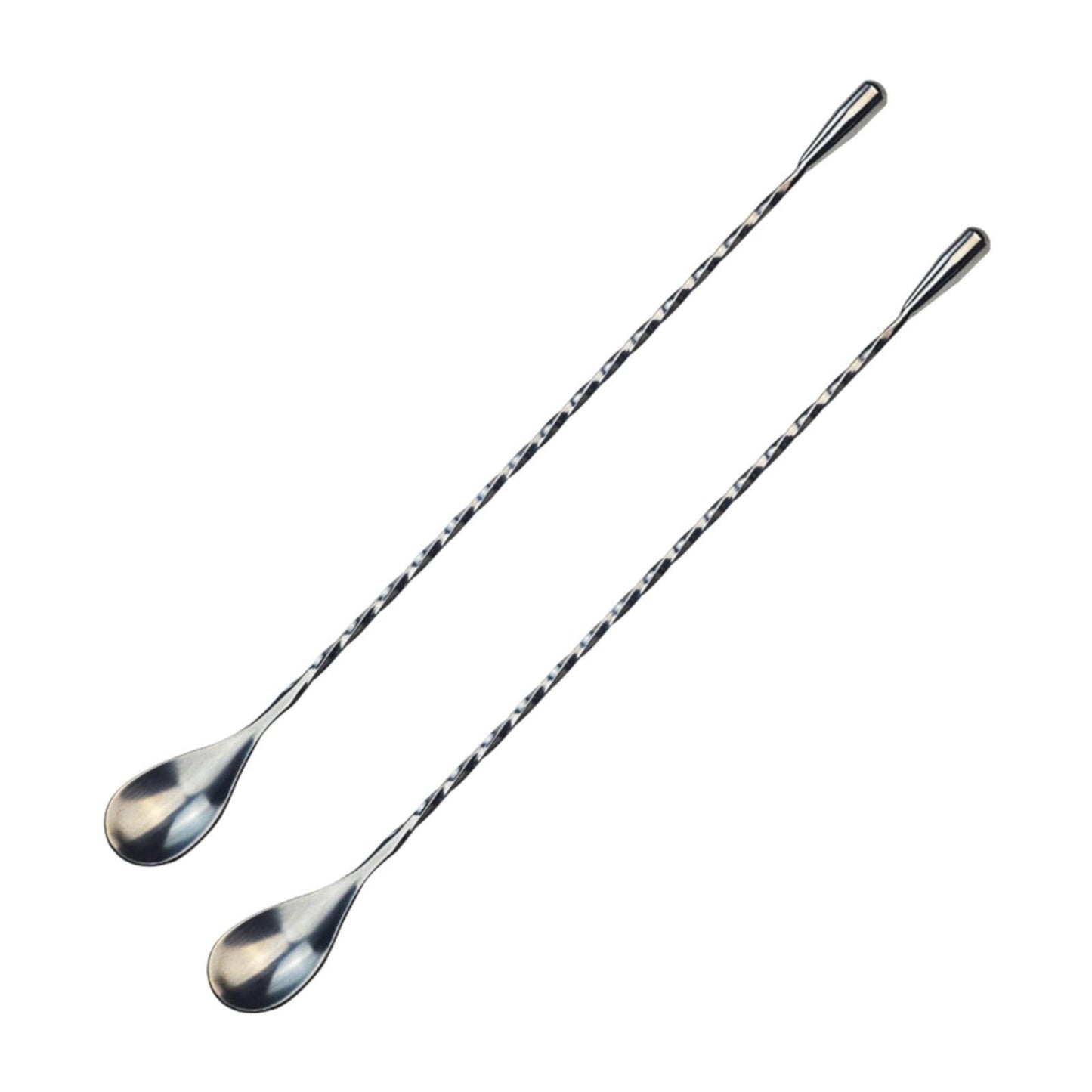 JWDX Tableware Clearance! Stainless Steel Bar Spoon Long Handle Threaded Water Drop Spoon Cocktail Spoon Coffee Stirring Spoon Mixing Rod, Include 2 Stainless Steel Spoons Silver