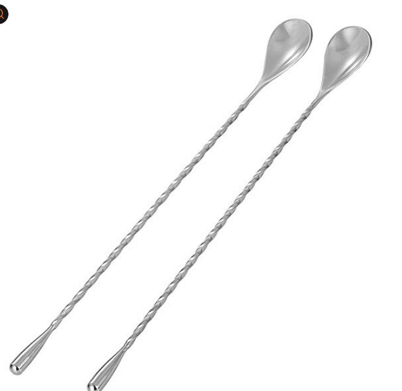 JWDX Tableware Clearance! Stainless Steel Bar Spoon Long Handle Threaded Water Drop Spoon Cocktail Spoon Coffee Stirring Spoon Mixing Rod, Include 2 Stainless Steel Spoons Silver
