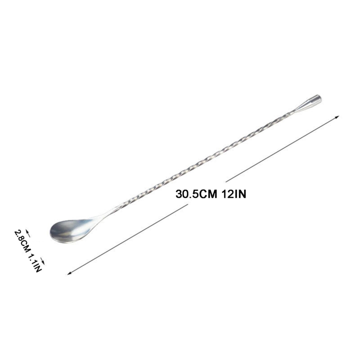 JWDX Tableware Clearance! Stainless Steel Bar Spoon Long Handle Threaded Water Drop Spoon Cocktail Spoon Coffee Stirring Spoon Mixing Rod, Include 2 Stainless Steel Spoons Silver