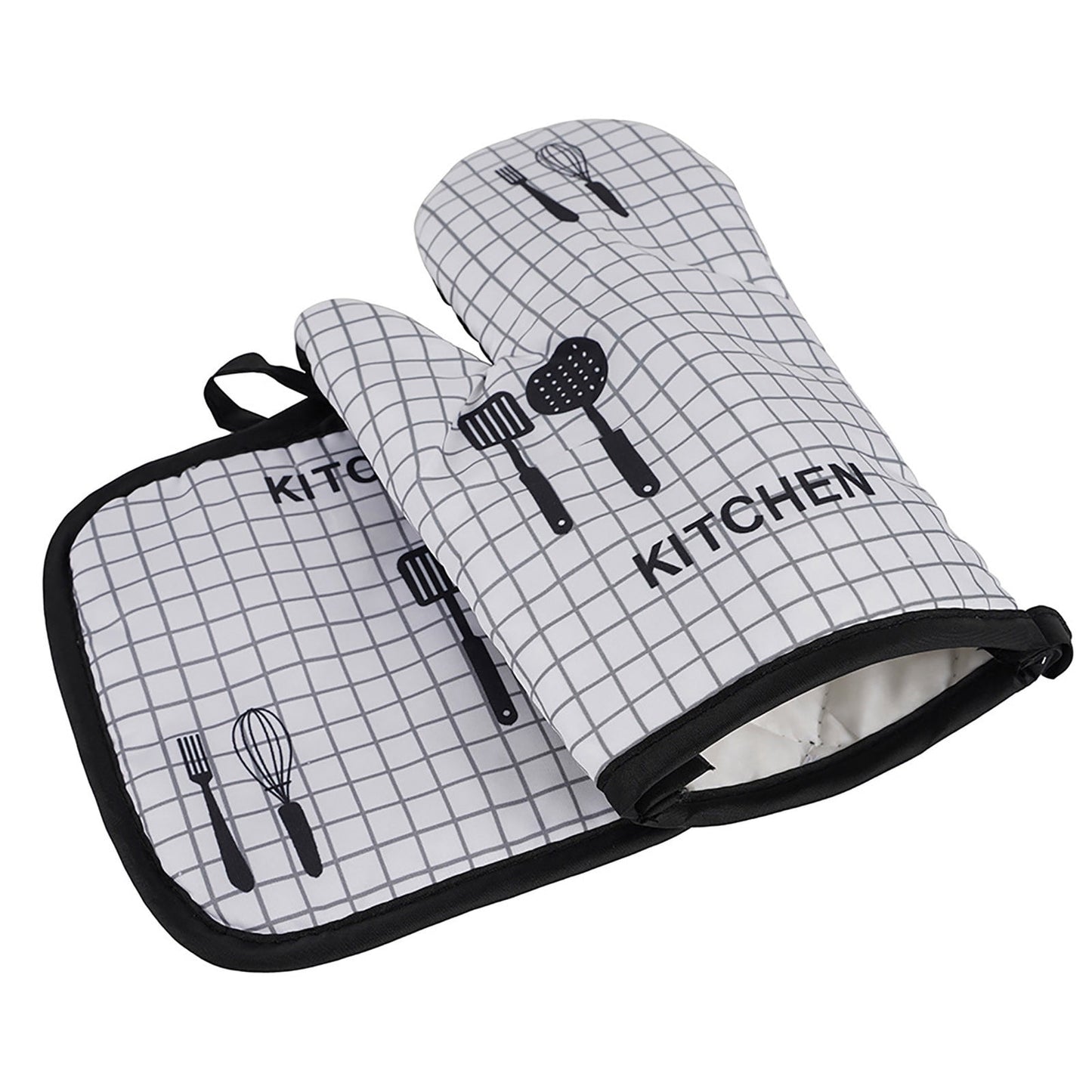 JWDX Oven Mitts Clearance! Oven Mitts and Pot Holders Sets, Heat Resistants Oven Mitts Soft Cotton Lining and Non-Slip Surface Safes for Baking, Cooking, Bbq, Include 1*Glove, 1*Insulation Pad B