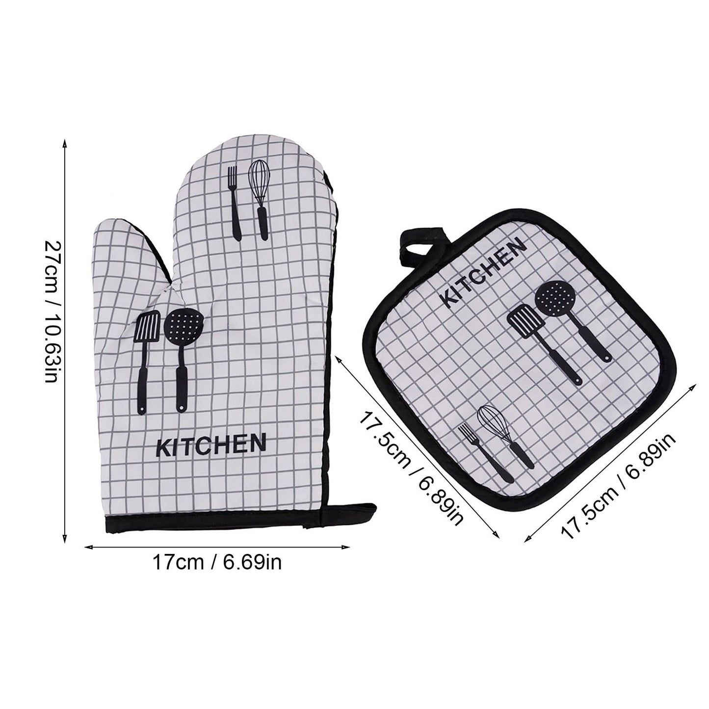 JWDX Oven Mitts Clearance! Oven Mitts and Pot Holders Sets, Heat Resistants Oven Mitts Soft Cotton Lining and Non-Slip Surface Safes for Baking, Cooking, Bbq, Include 1*Glove, 1*Insulation Pad B