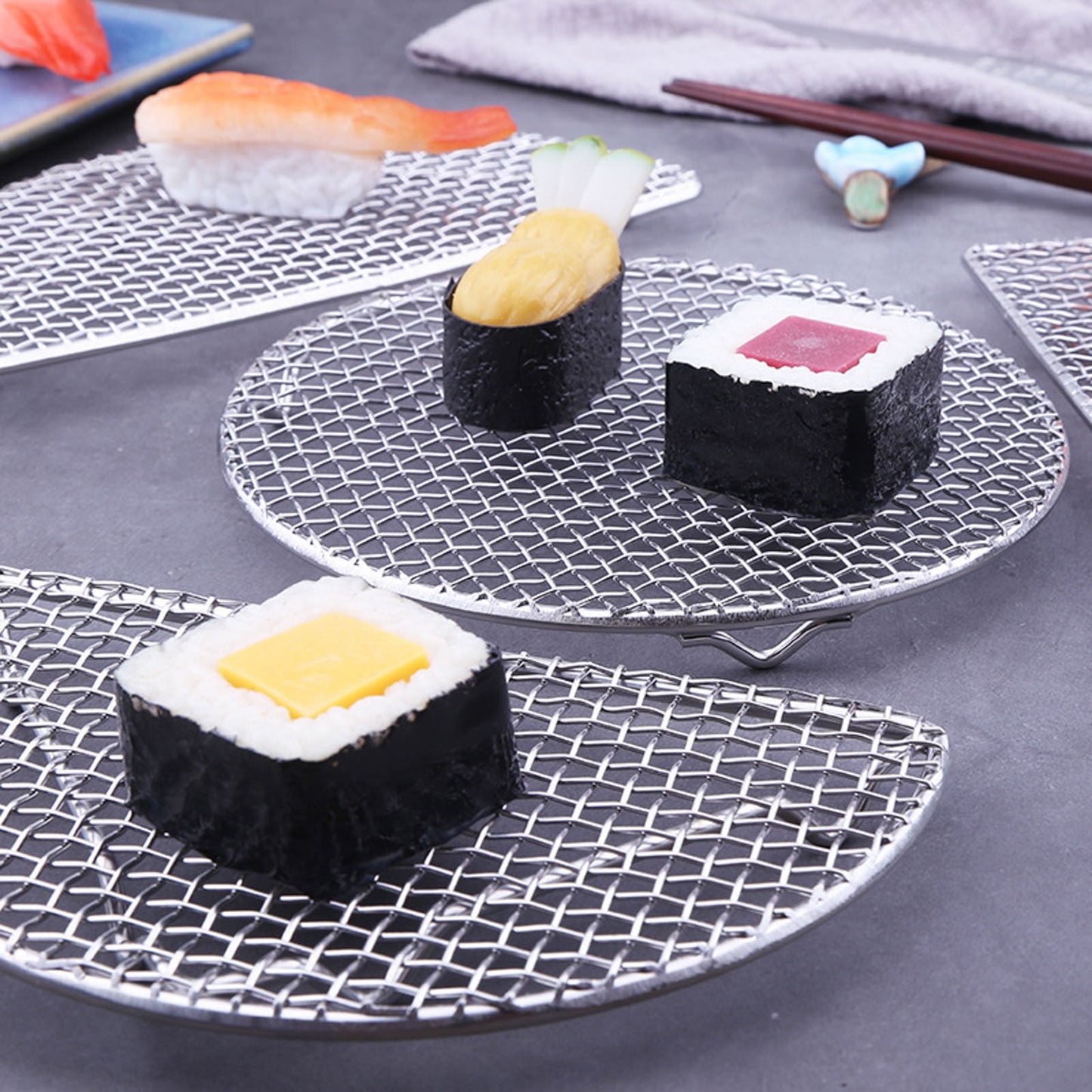 JWDX Peeler Clearance! Outdoor Home Cooking Stainless Steel Barbecue Rectangular Semicircular Multi Shape Multi Size Storage Barbecue Net, Kitchen Peeler Promotion Include Barbecue Grill AS shown