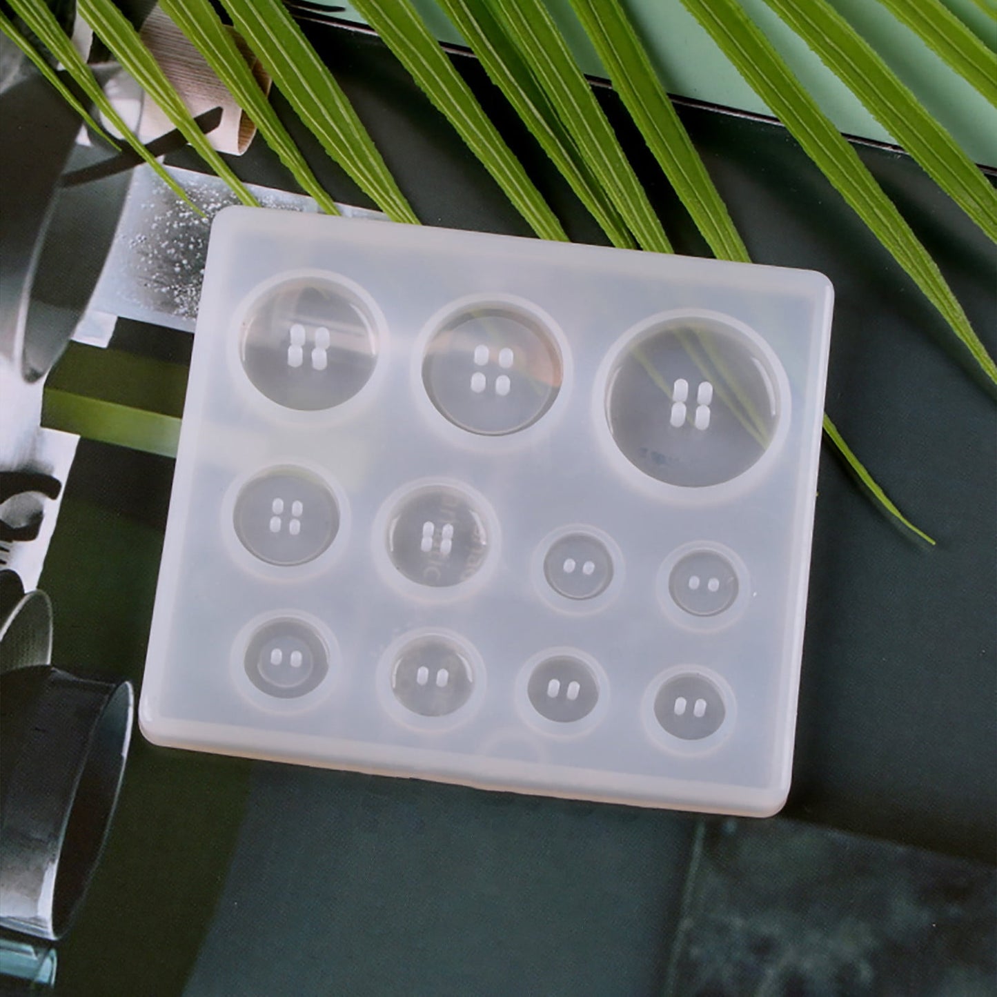 JWDX Diy Silicone Mould Clearance! Diy Silicone Mold Resin Button, Diy Resin Silicone Button Resin Pendant Handmade Button with Hole Diy Home Diy, include 1X Silicone Mold White