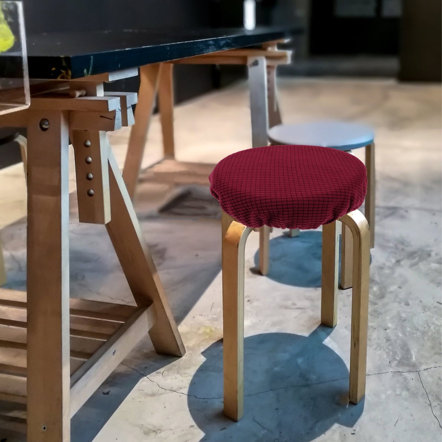 Ortofally Bar Stool Covers Stretchy Round Chair Covers Slipcover Washable Stool Cushion Elastic Bar Chair Covers Grey 27.5X17.5X6CM Dark Red