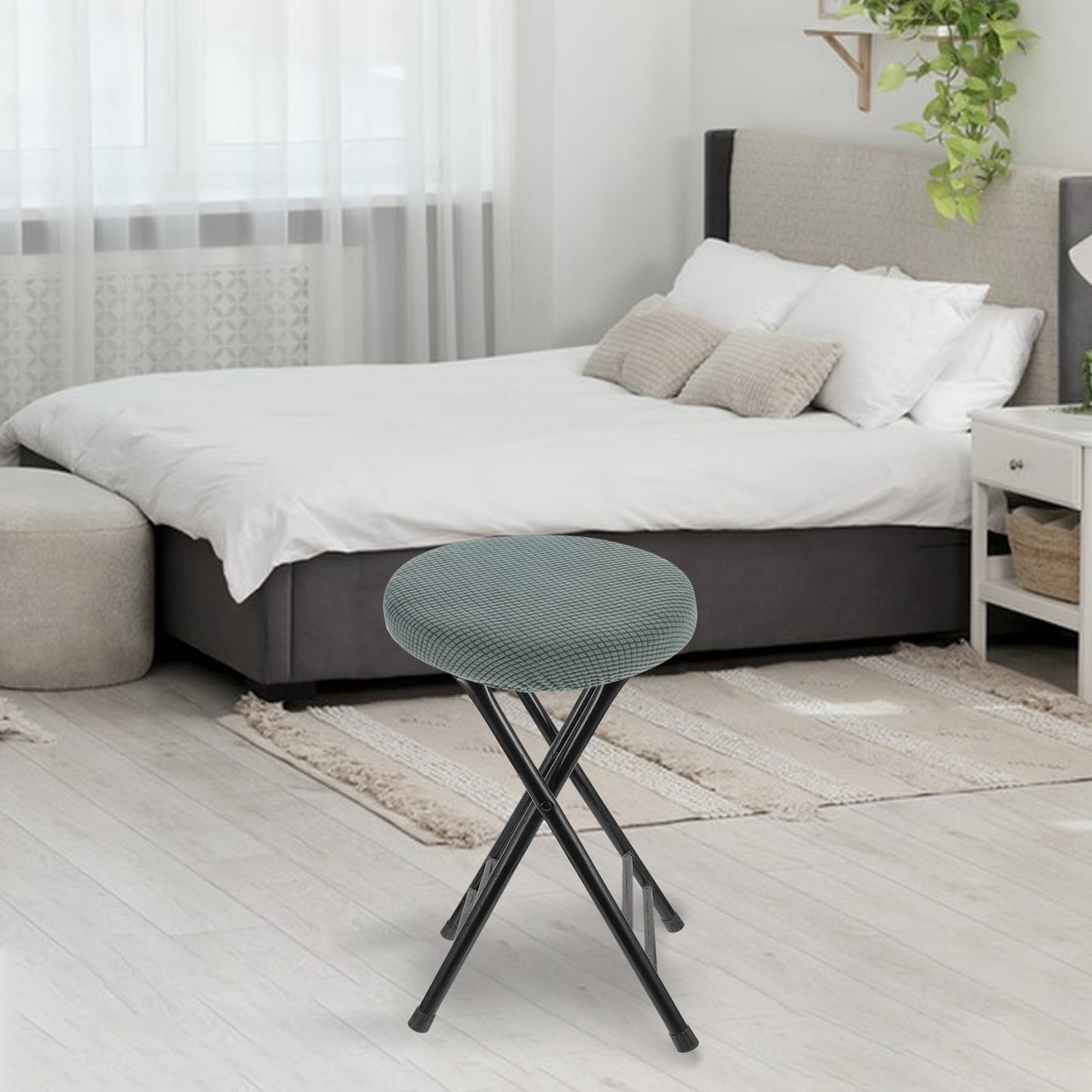 Ortofally Bar Stool Covers Stretchy Round Chair Covers Slipcover Washable Stool Cushion Elastic Bar Chair Covers Grey 1.60X1.50X1.50CM Green